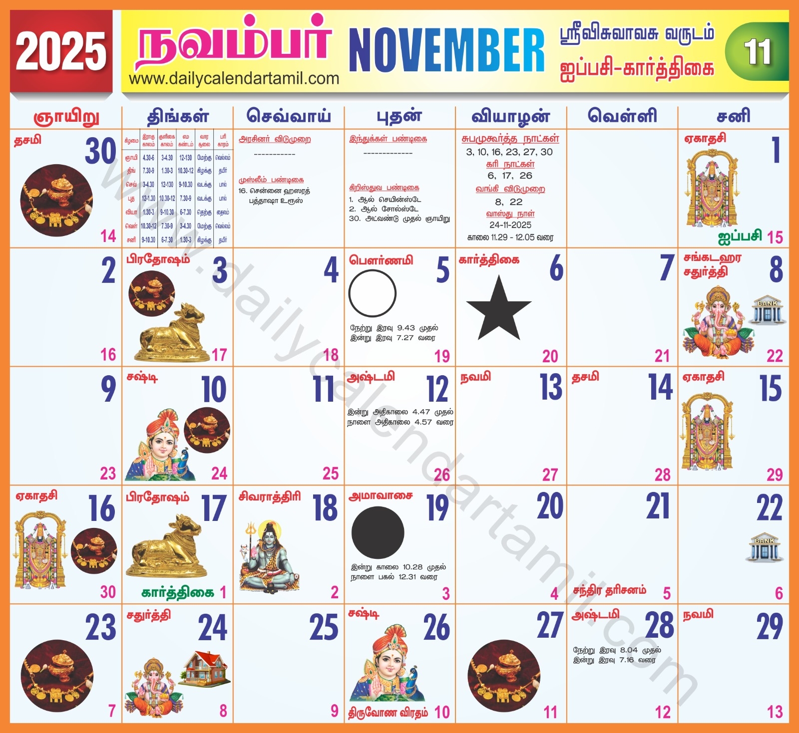 November Daily Calendar 2025