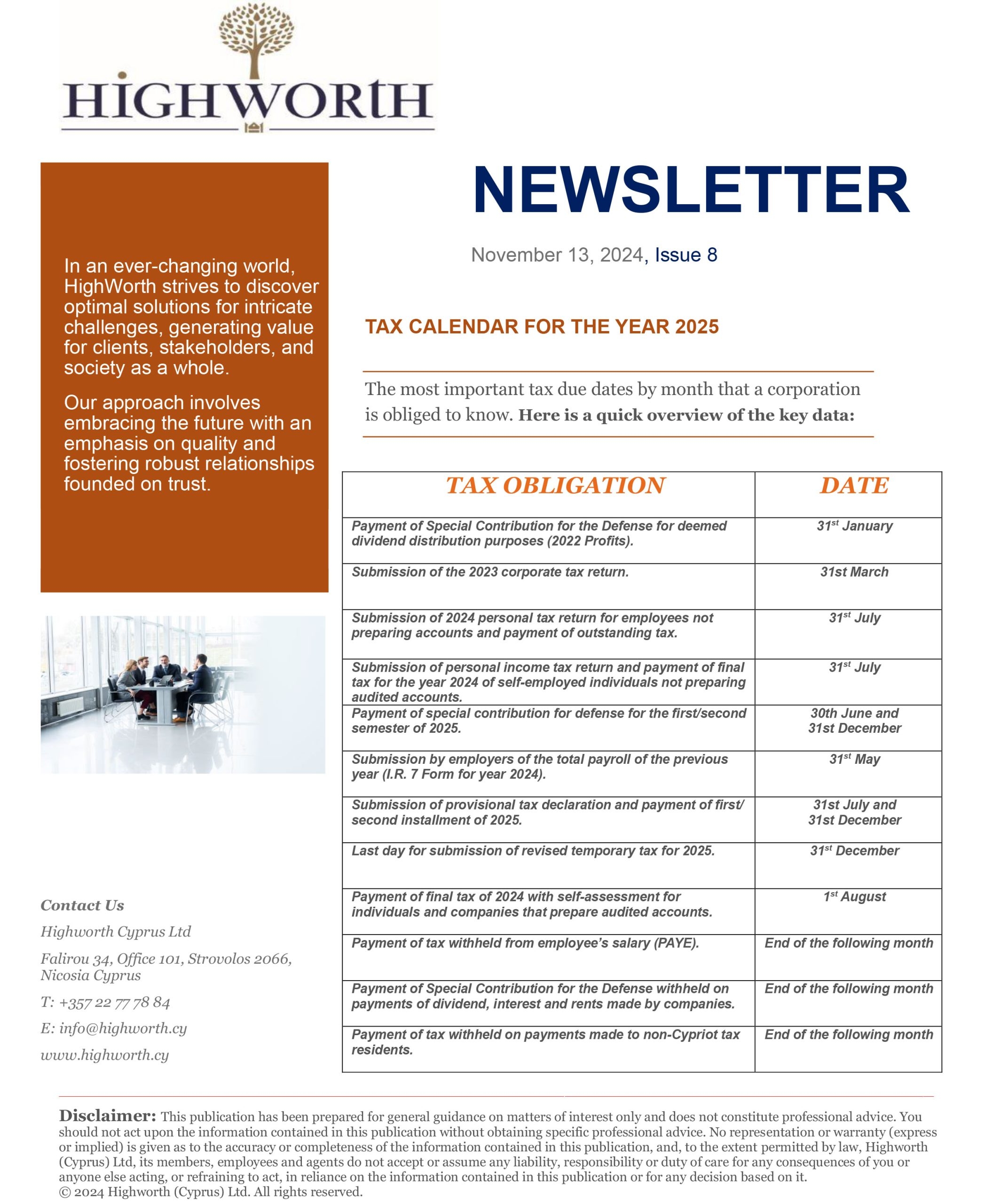 Tax Calendar For Year 2025 Highworth Tax Calendar For Year 2025 Highworth