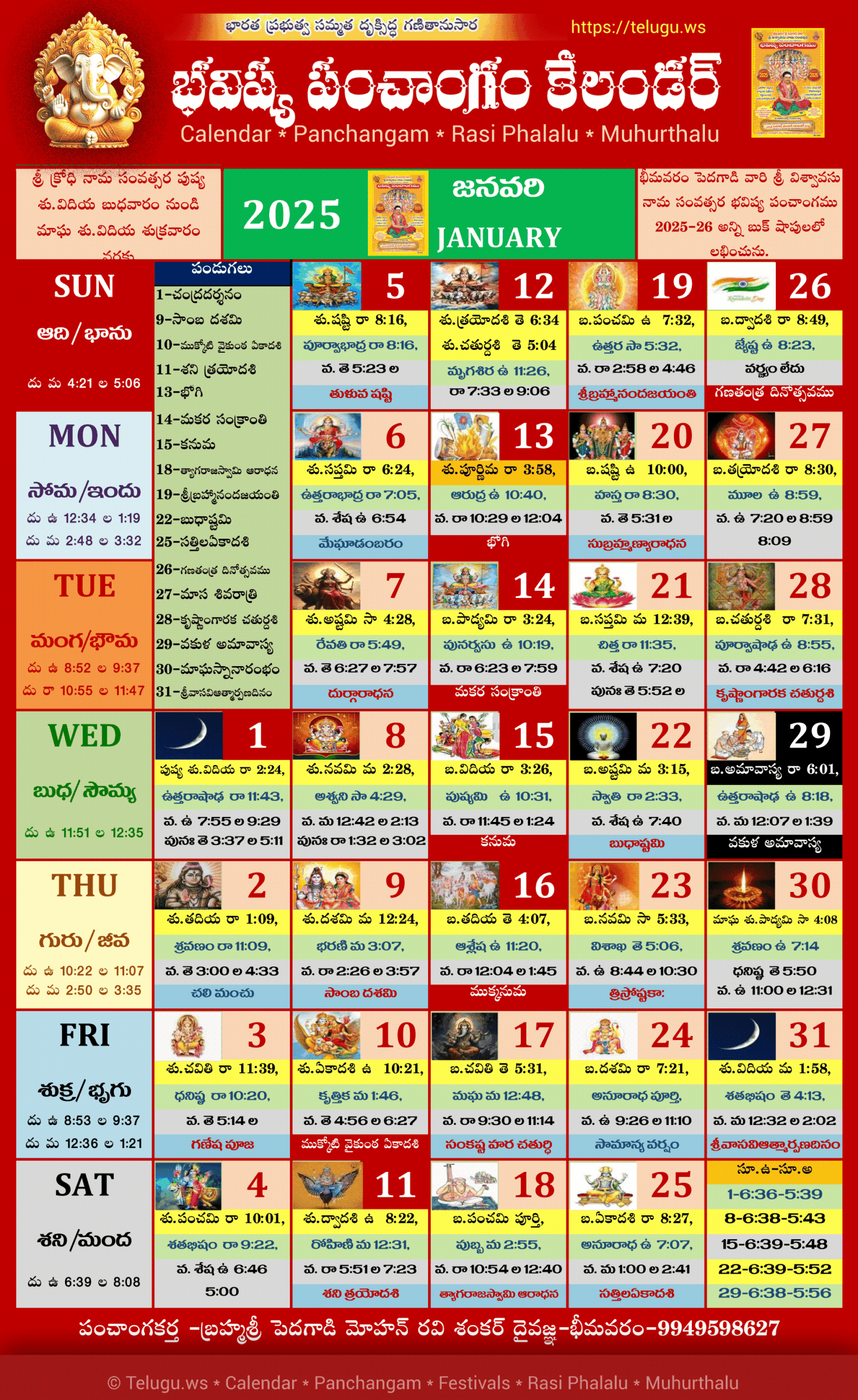 Telugu Calendar 2025 September India