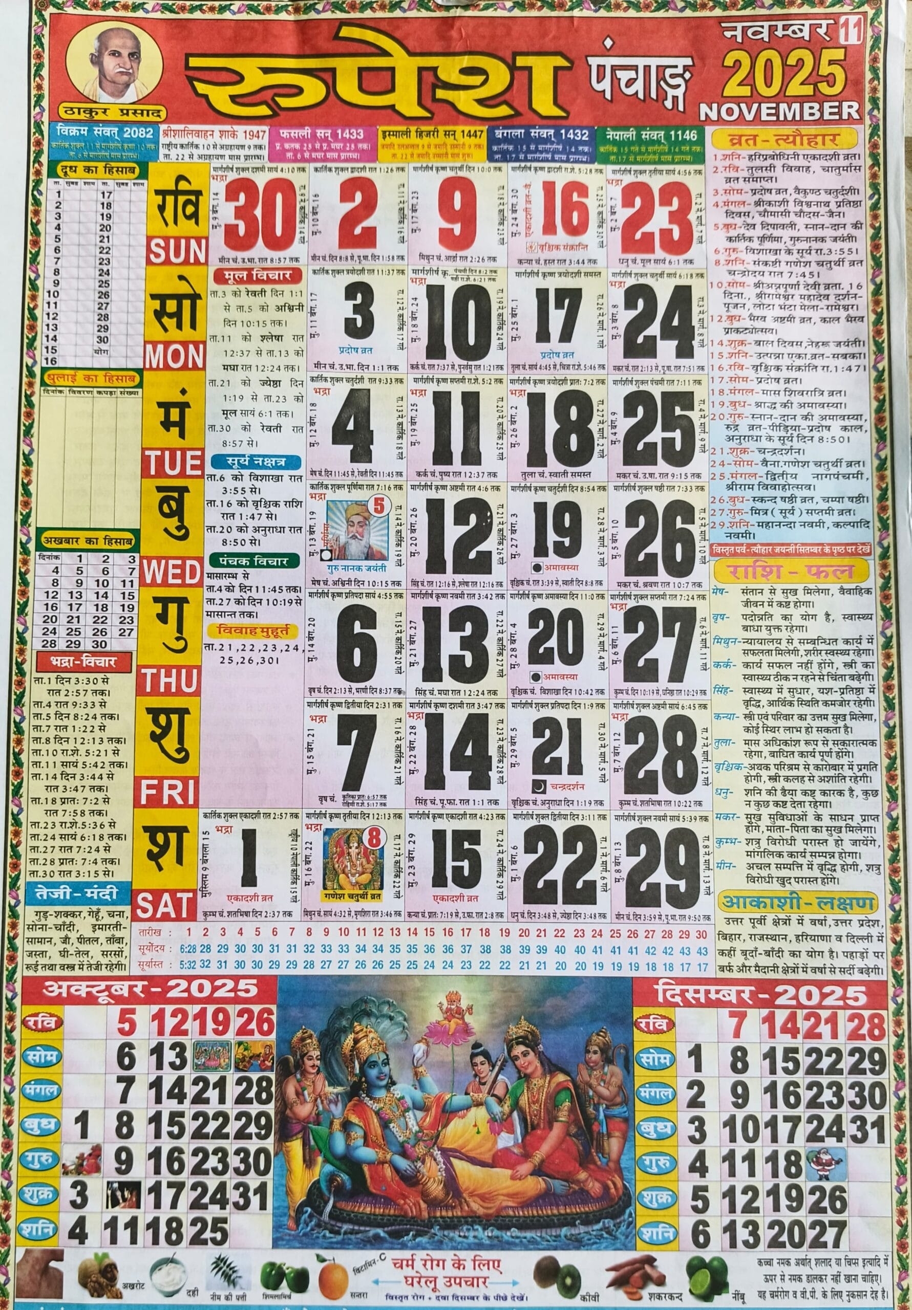 Thakur Prasad Calendar 2025 September 