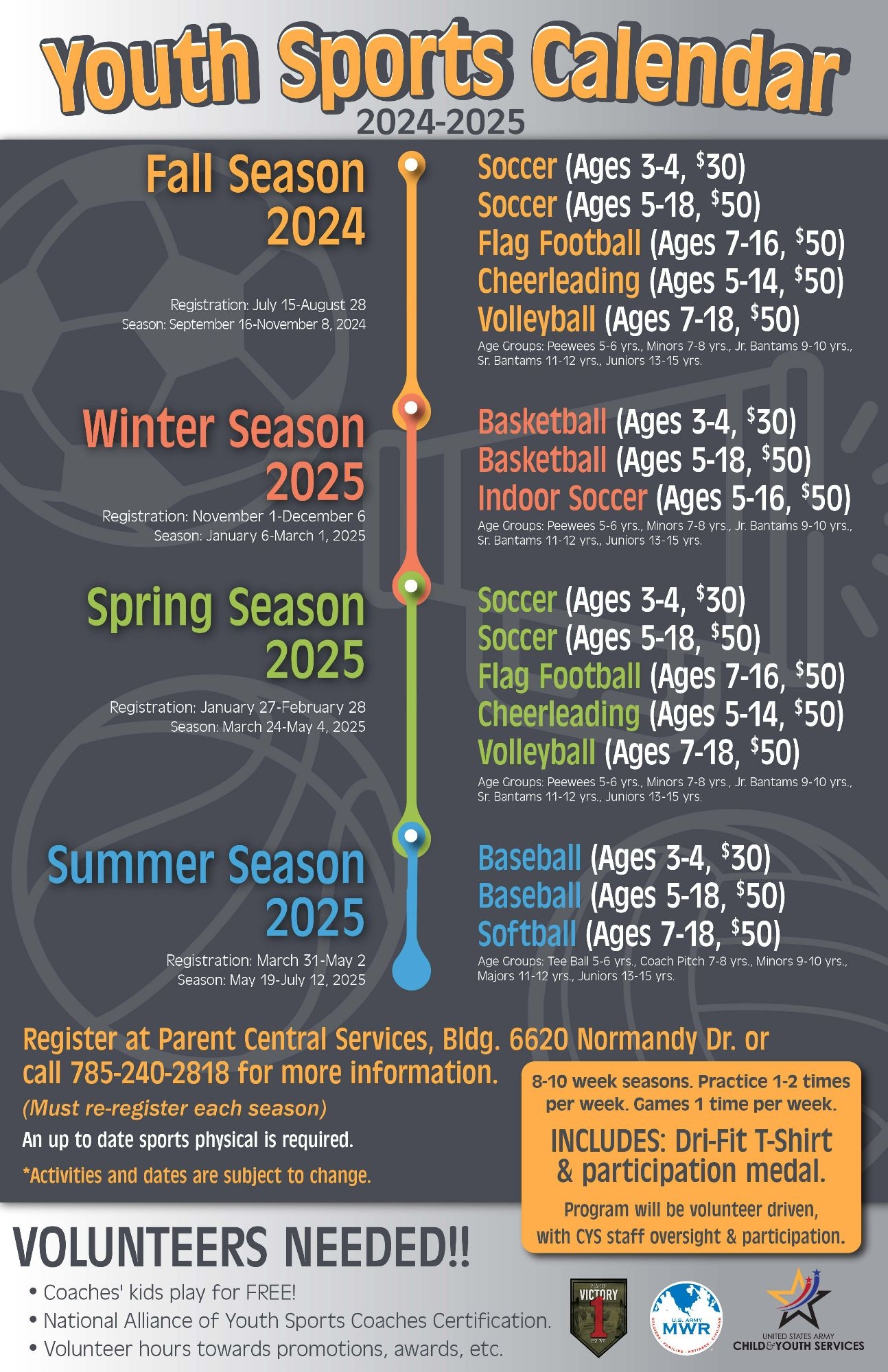 Youth Sports Calendar 2024 2025 Ft Riley US Army MWR