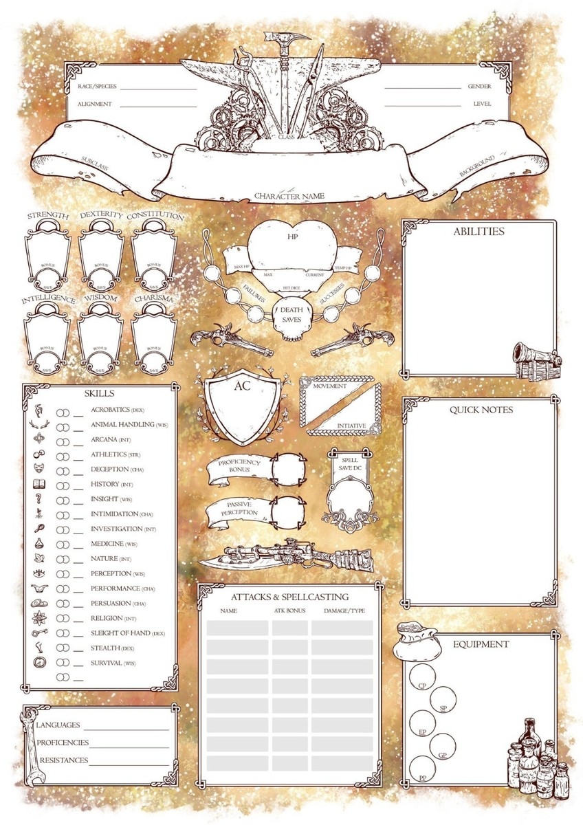14 Custom Character Sheets Each Class Dungeons Dragons DnD 5e Fantasy RPG EBay