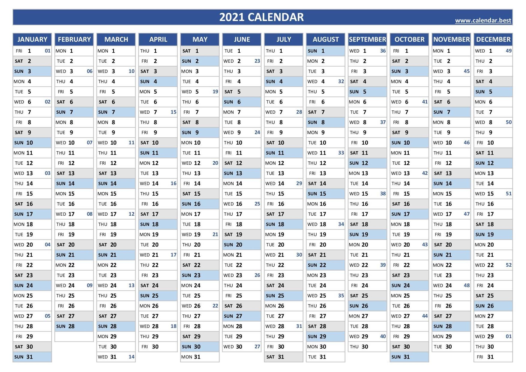 2021 Calendar With Week Numbers Calendar best 2021 Calendar With Week Numbers Calendar best