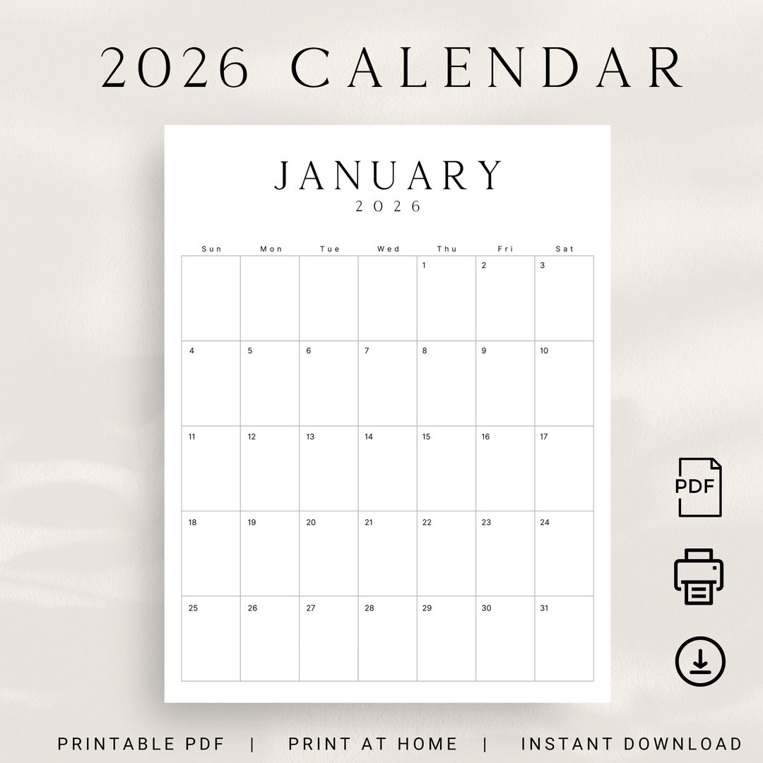 Free Printable Calendar 2026 Portrait