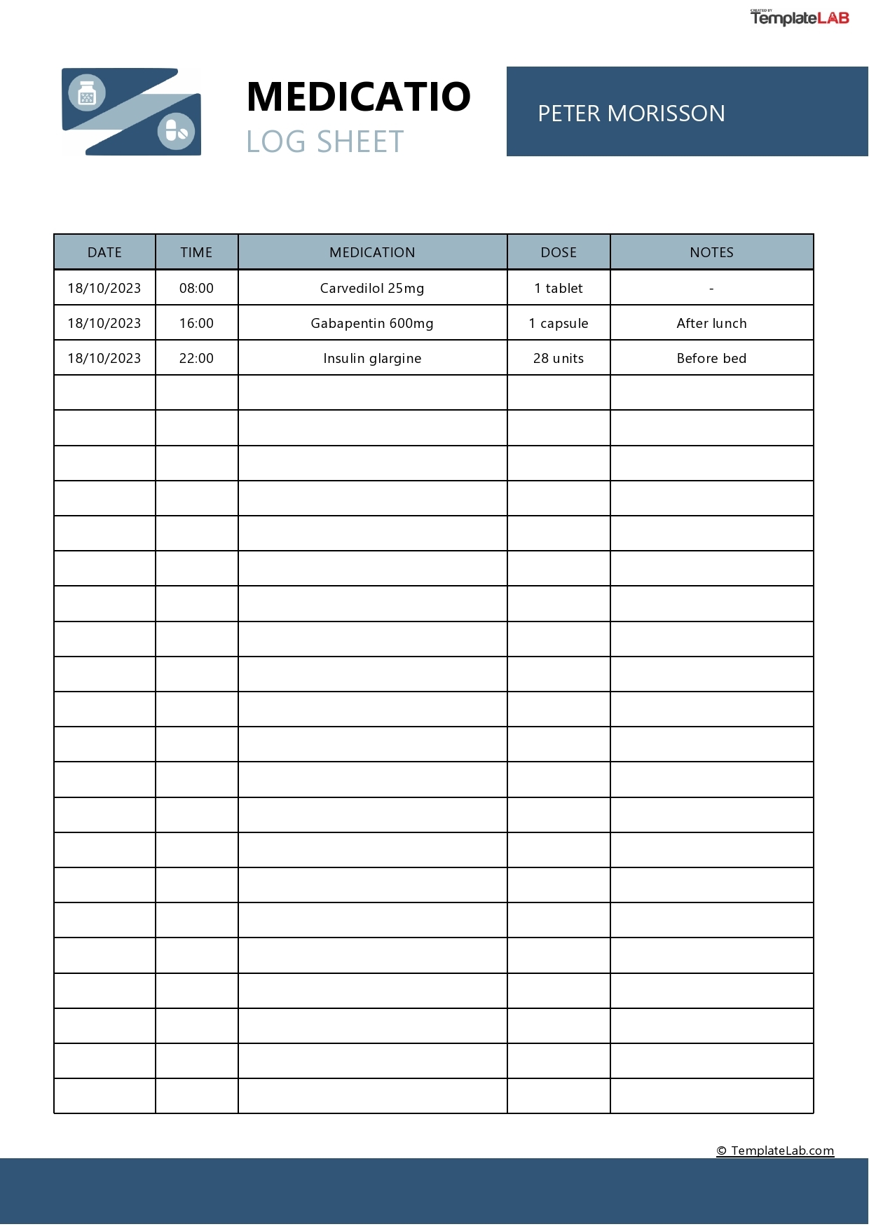 Free Printable Medical Log Sheets