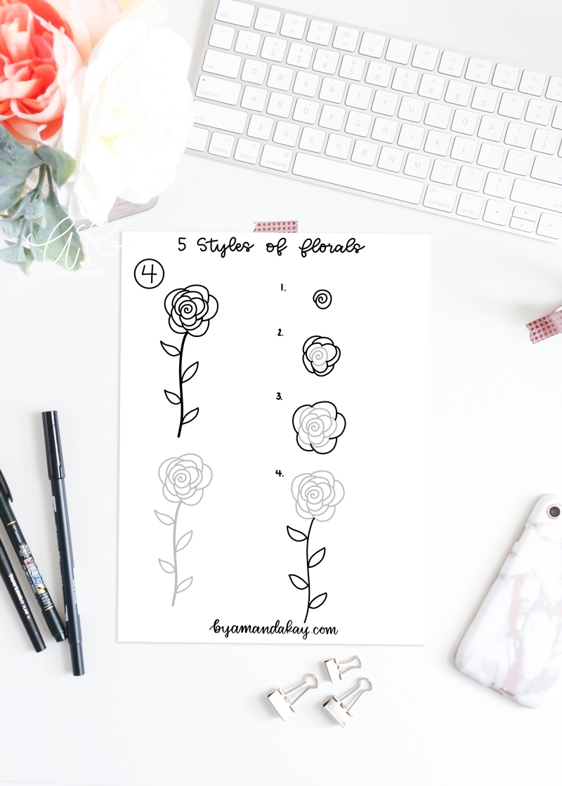 5 Styles Of Floral Doodles Free Printable Worksheet By Amanda Kay