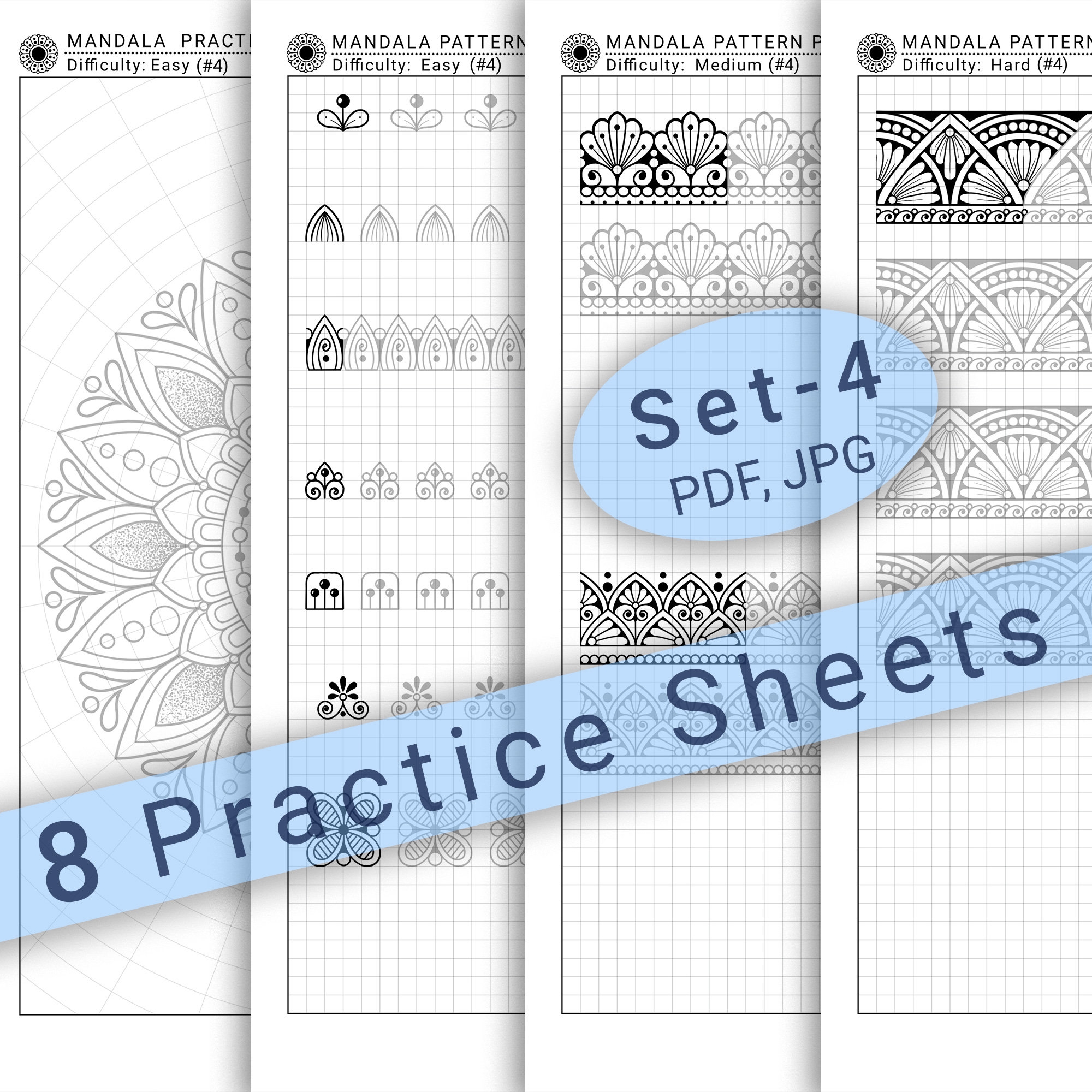 8 Mandala Practice Sheets set 4 In PDF JPG For Mandala Practice And Art Therapy Instant Digital Download In A4 Size Etsy Finland