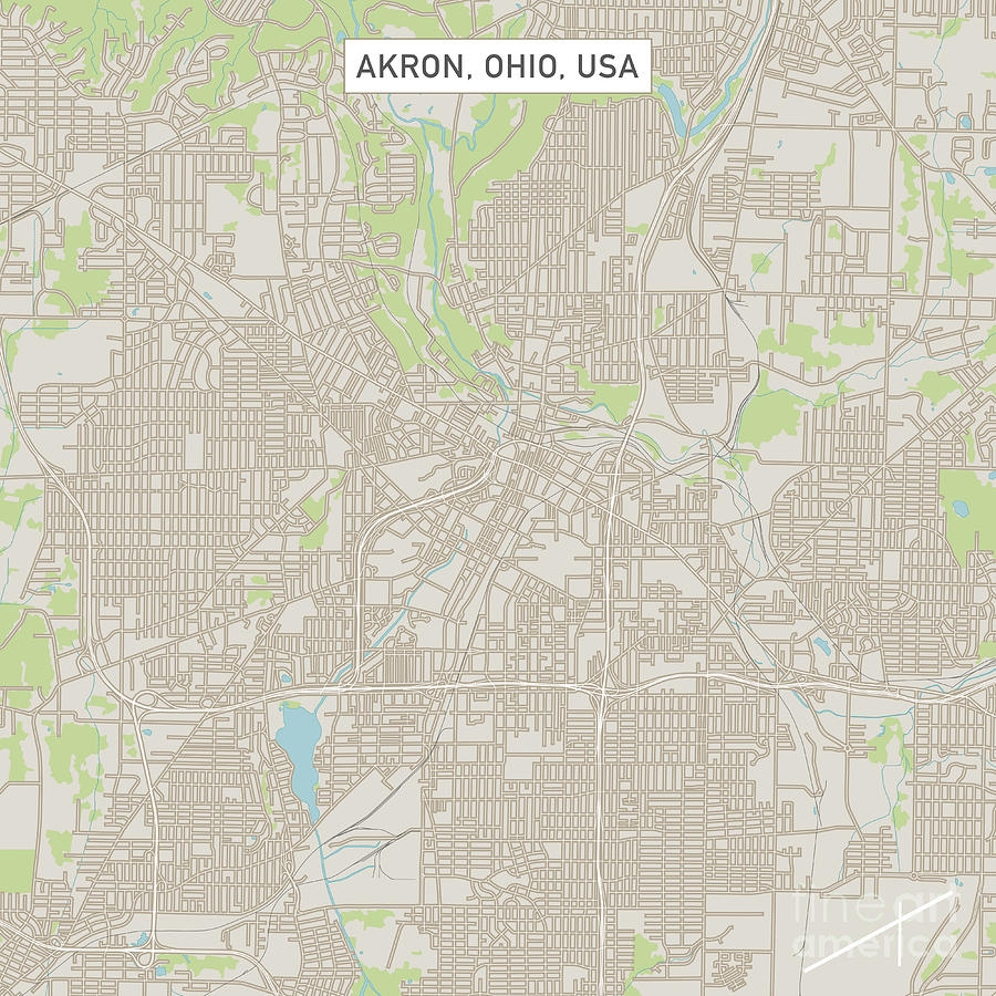 Akron Ohio US City Street Map Digital Art By Frank Ramspott Fine Art America