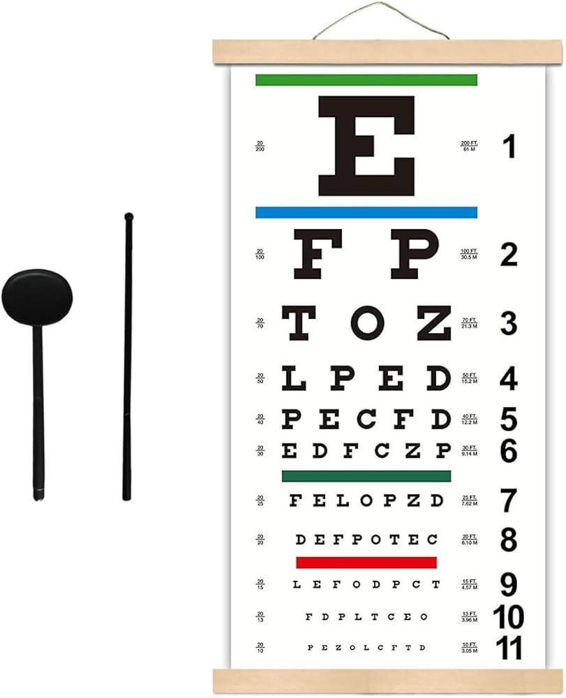 Amazon DMCBY Eye Chart Snellen Eye Chart For Eye Exams 20 Feet With Wood Frame 11x22 Inches Canvas Low Vision Test Wall With Eye Occluder Hand Pointer For Kids Gifts 20 Feet Amazon DMCBY Eye Chart Snellen Eye Chart For Eye Exams 20 Feet With Wood Frame 11x22 Inches Canvas Low Vision Test Wall With Eye Occluder Hand Pointer For Kids Gifts 20 Feet