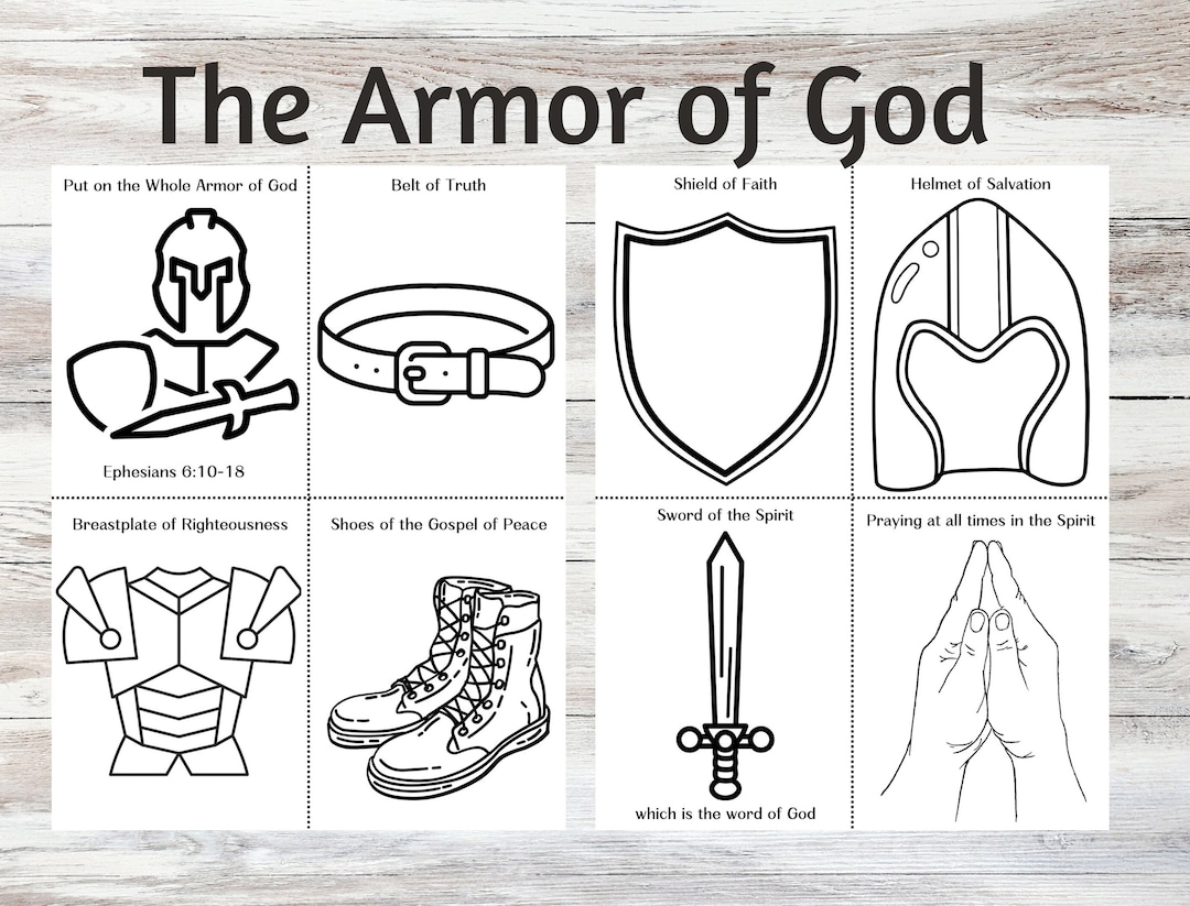 Armor Of God Printable Ephesians 6 Craft Armor Of God Coloring Pages Sunday School Craft Christian Printable Bible Craft Faith Craft Etsy