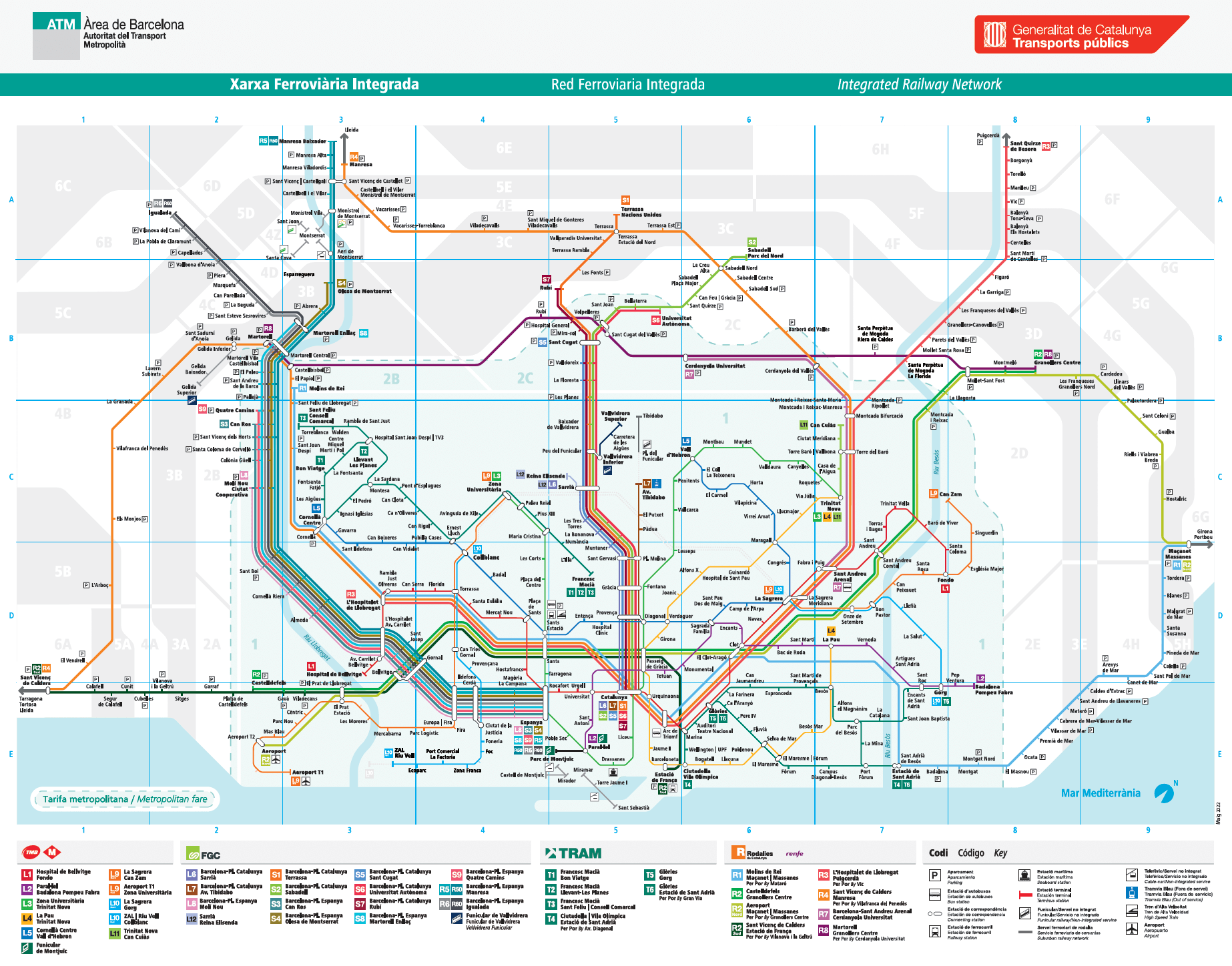 Barcelona Metro Map With Zones And Tourist Attractions Printable PDF 