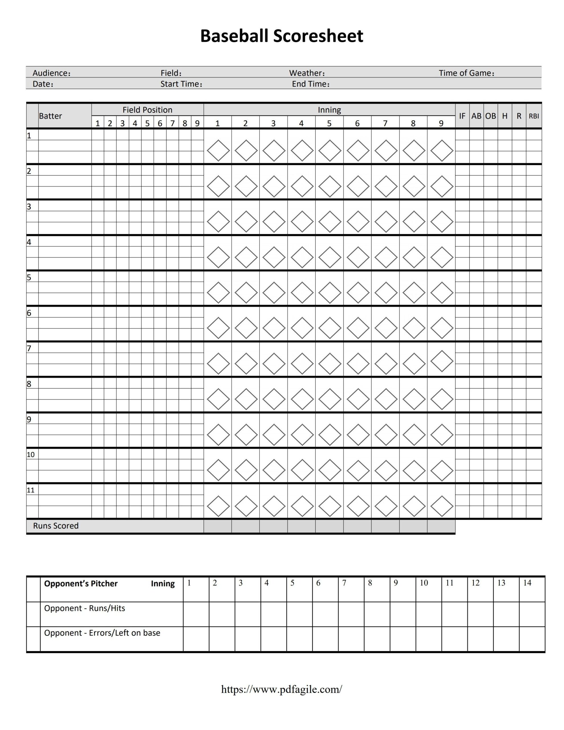 Baseball Scoresheet Template PDF Agile