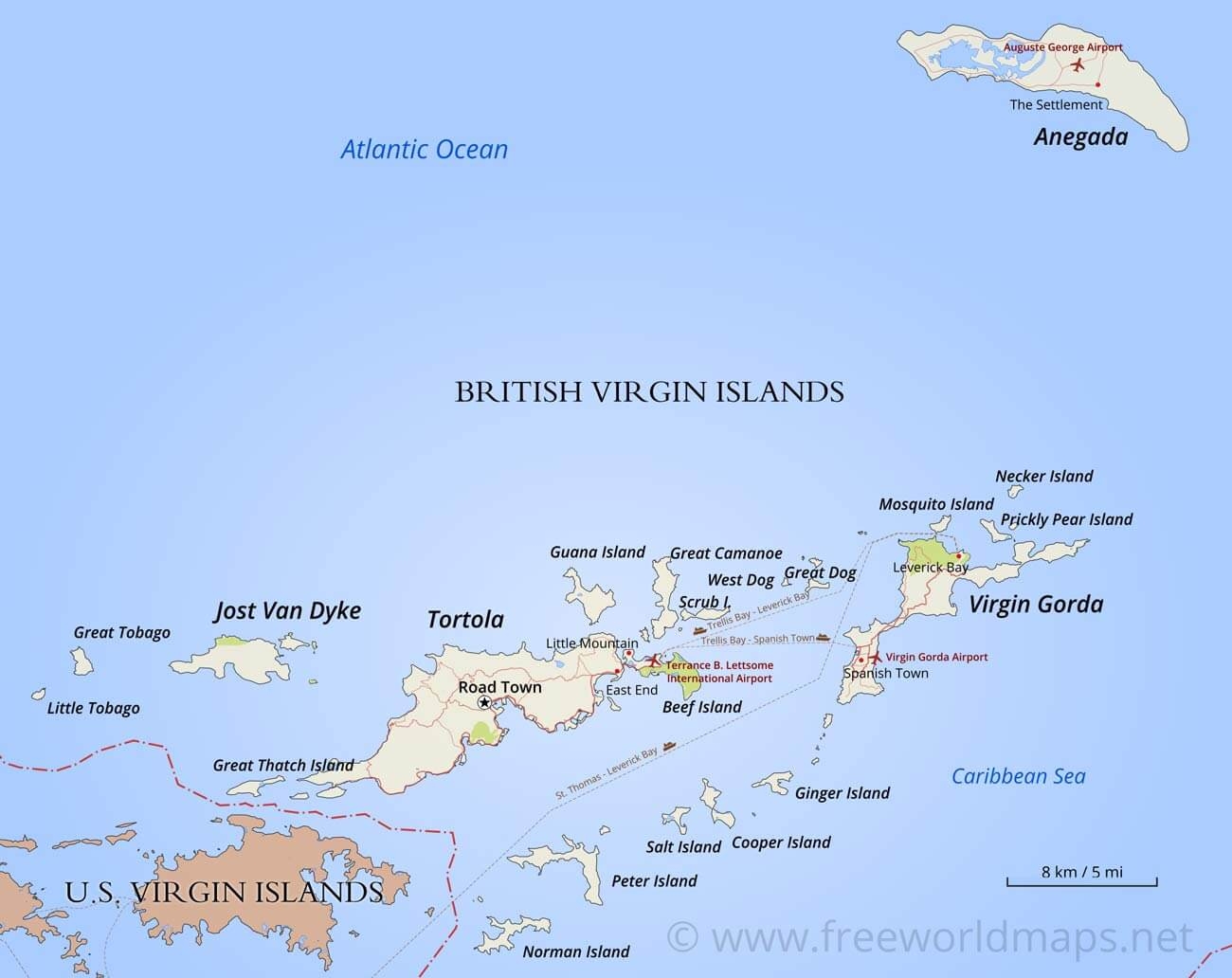 British Virgin Islands Map Geographical Features Of British Virgin Islands Of The Caribbean Freeworldmaps