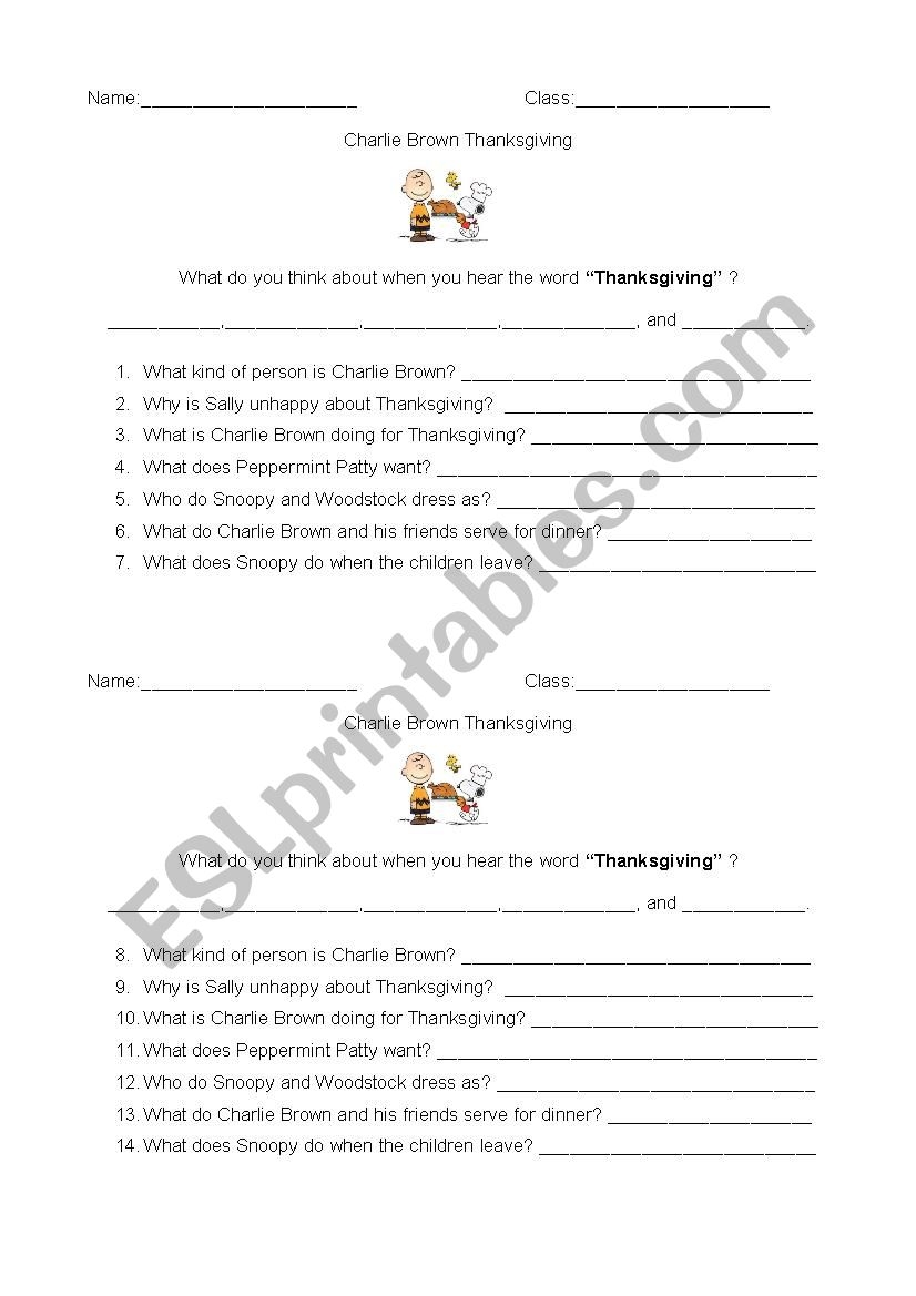Free Printable Charlie Brown Thanksgiving Worksheet Free Printable Charlie Brown Thanksgiving Worksheet