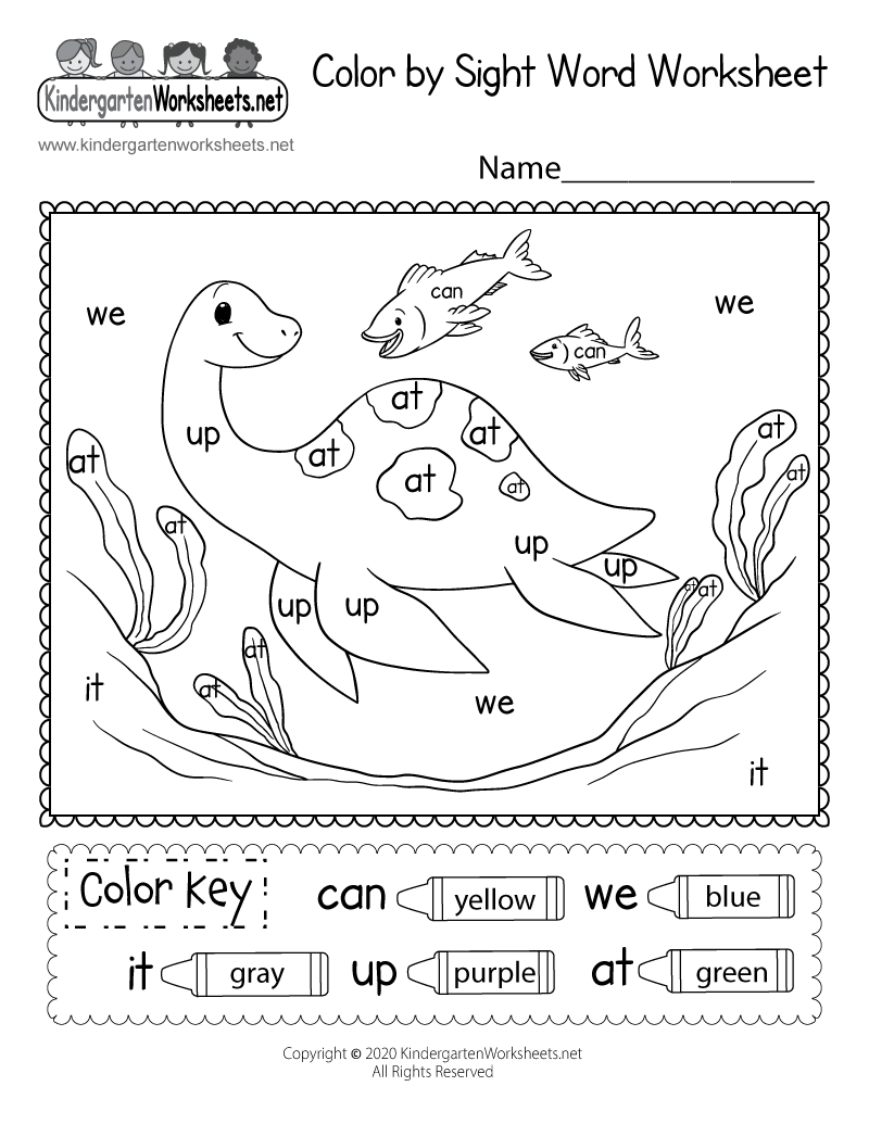 Printable Color Word Worksheets