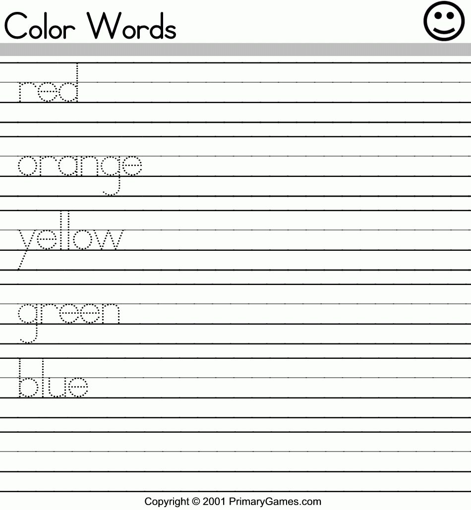 Printable Color Word Worksheets