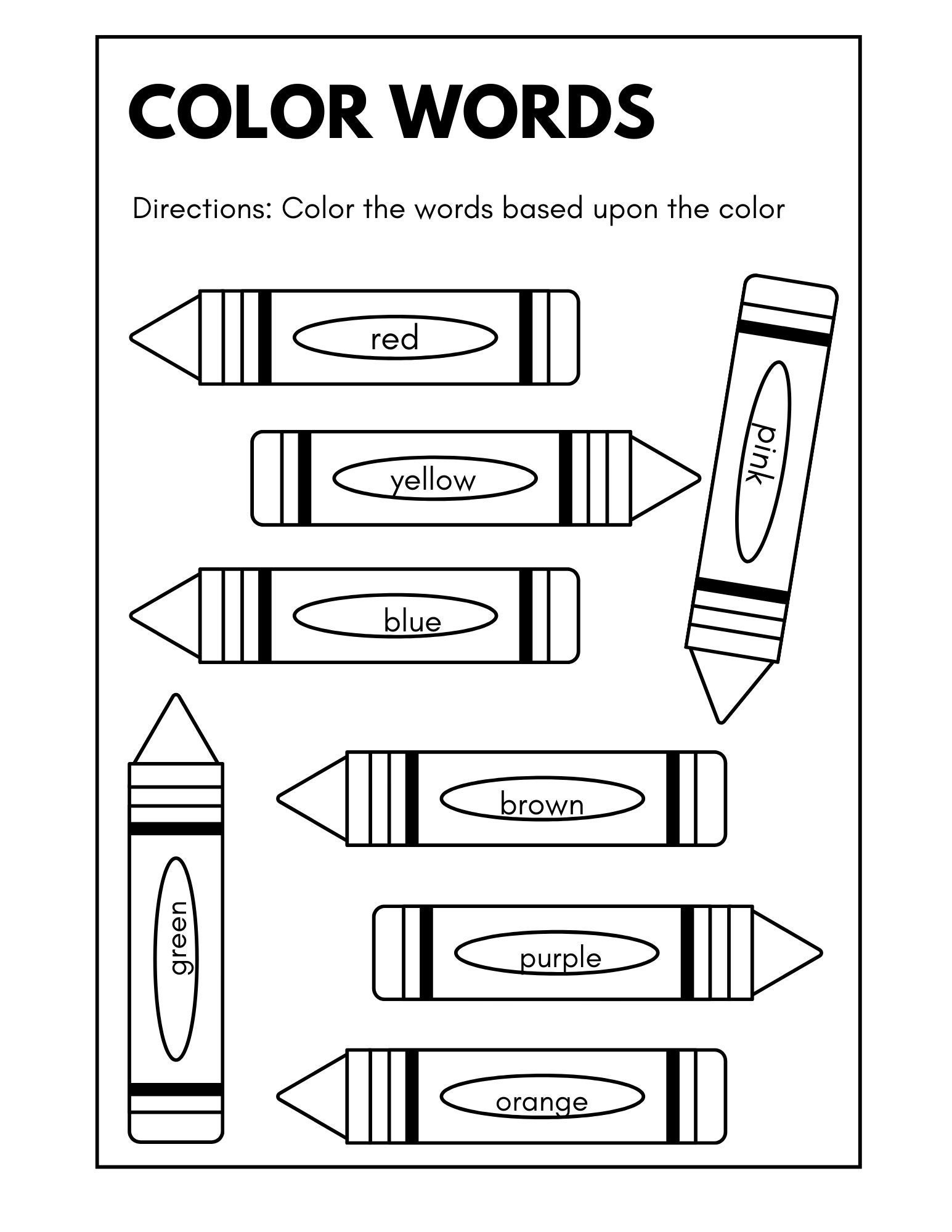 Color Words Identify Color Words Color Worksheet Preschool Colors Elementary Colors Etsy
