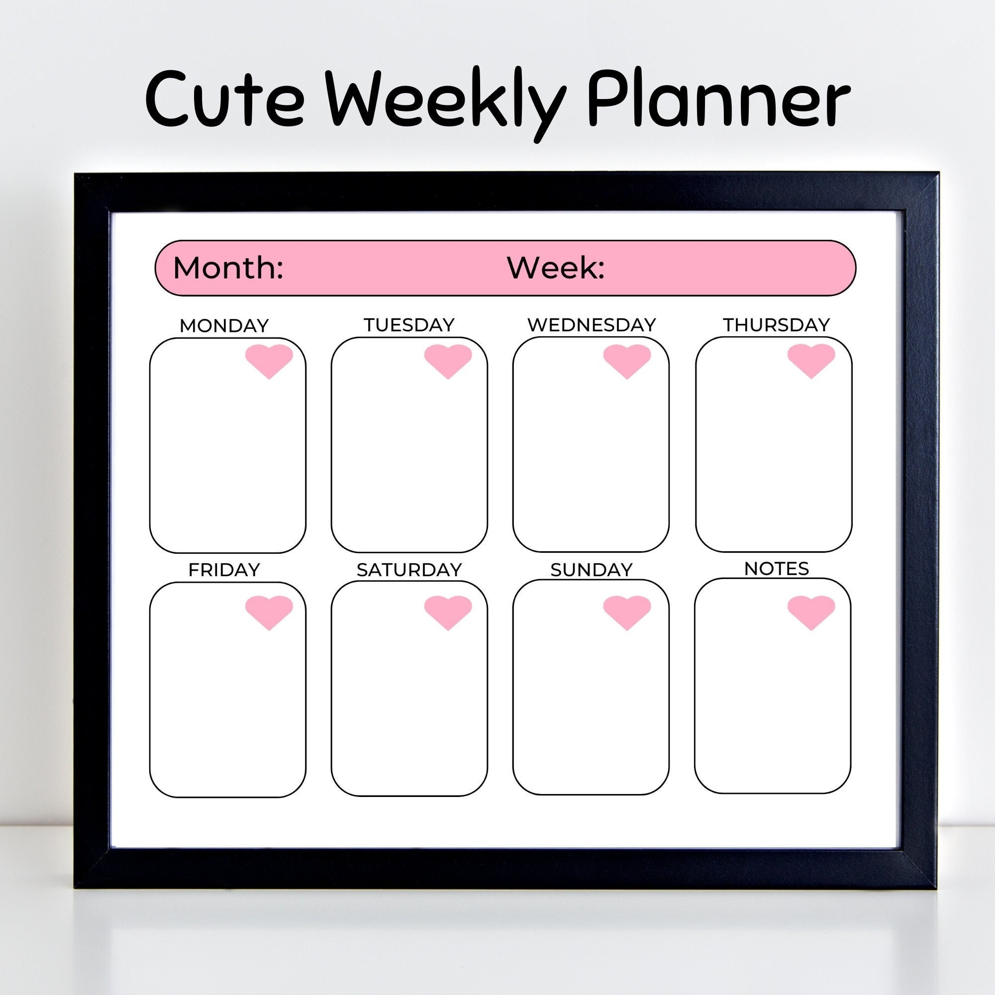 Cute Fun And Easy Kids Pink Weekly Planner Daily Calendar Etsy