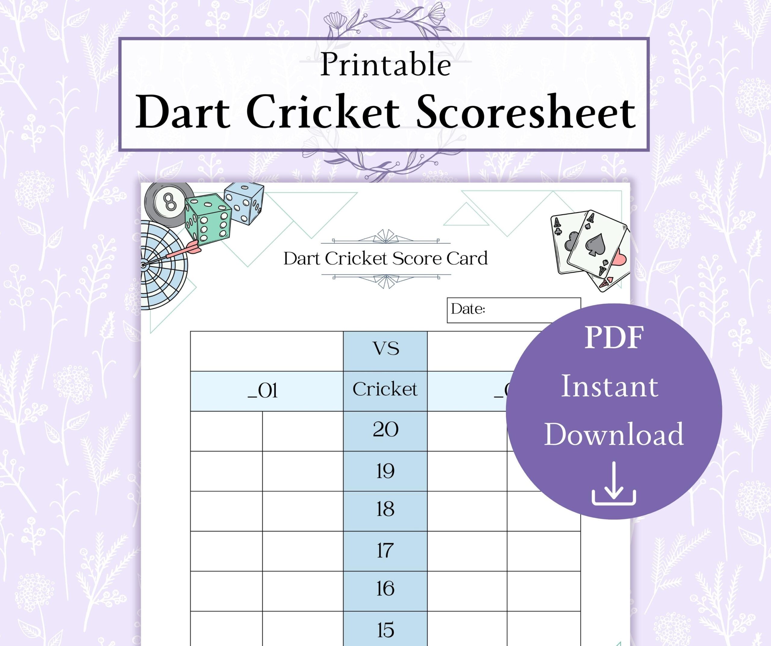 Dart Board Score Sheet Etsy