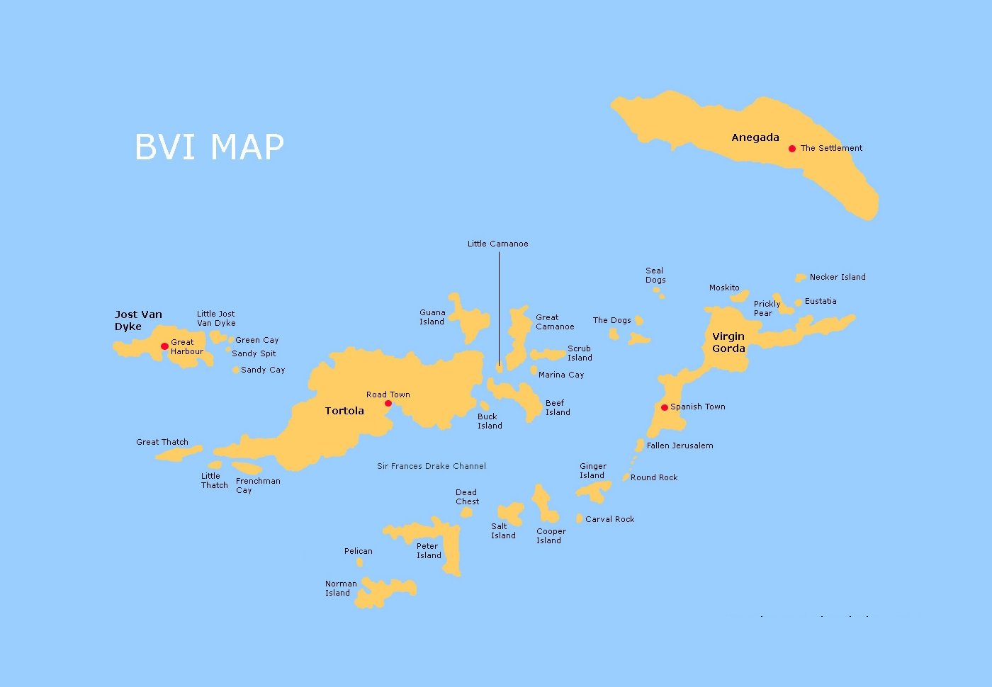 Detailed Map Of British Virgin Islands British Virgin Islands North America Mapsland Maps Of The World