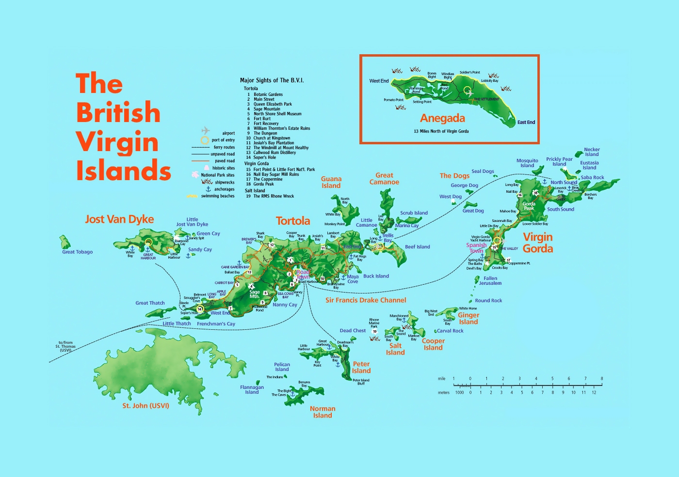 Detailed Tourist Map Of British Virgin Islands With Relief And Other Marks British Virgin Islands North America Mapsland Maps Of The World