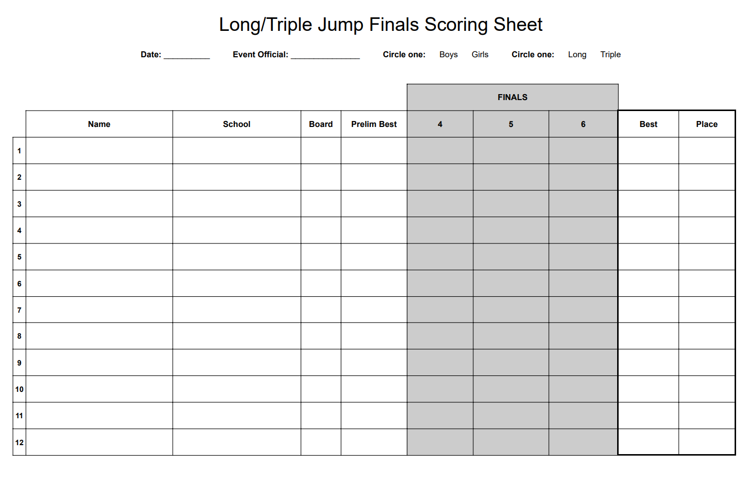 Digital Download COMPLETE Track And Field Meet Scoring Sheets Workbook
