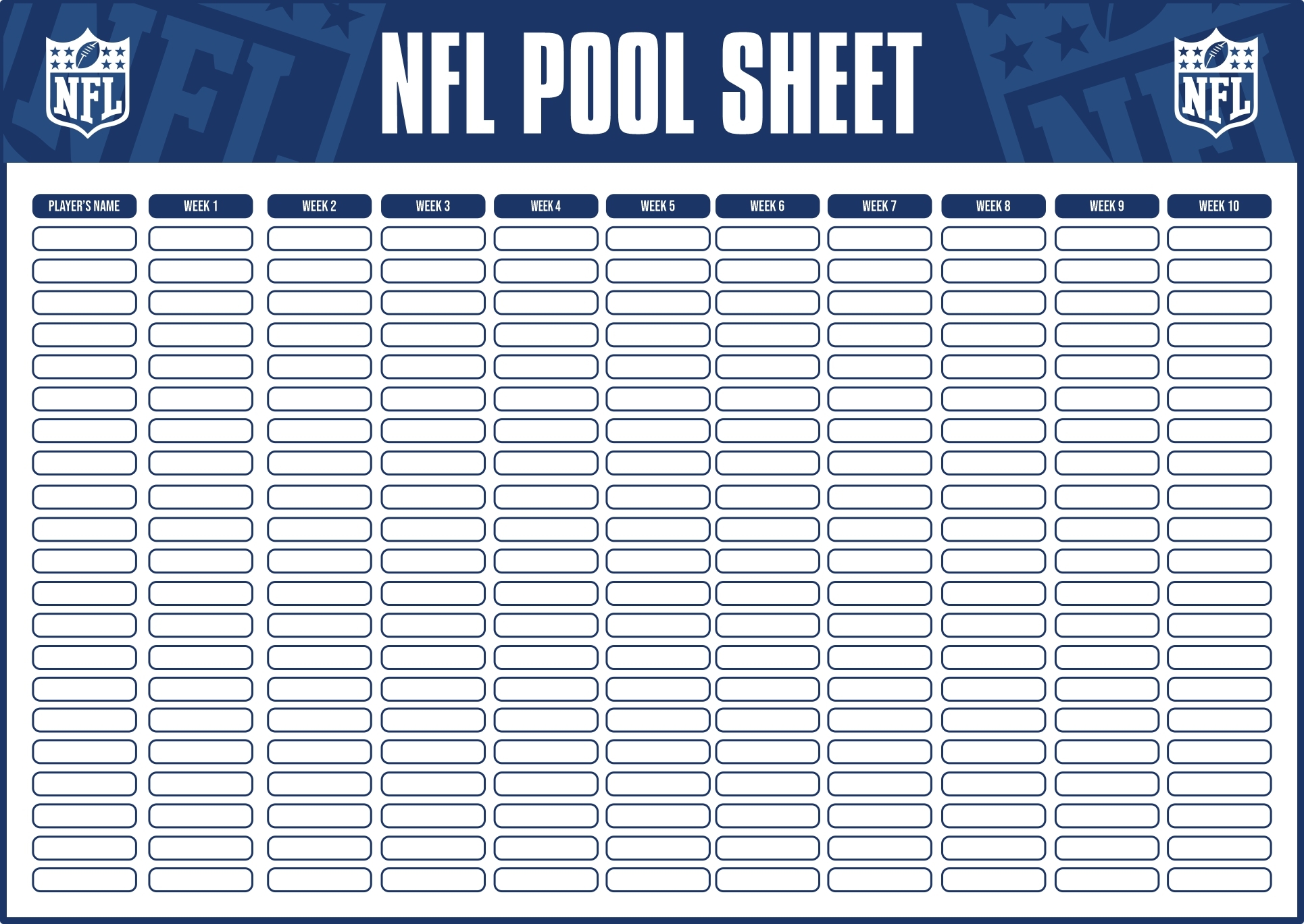 Printable Nfl Football Pool Sheets