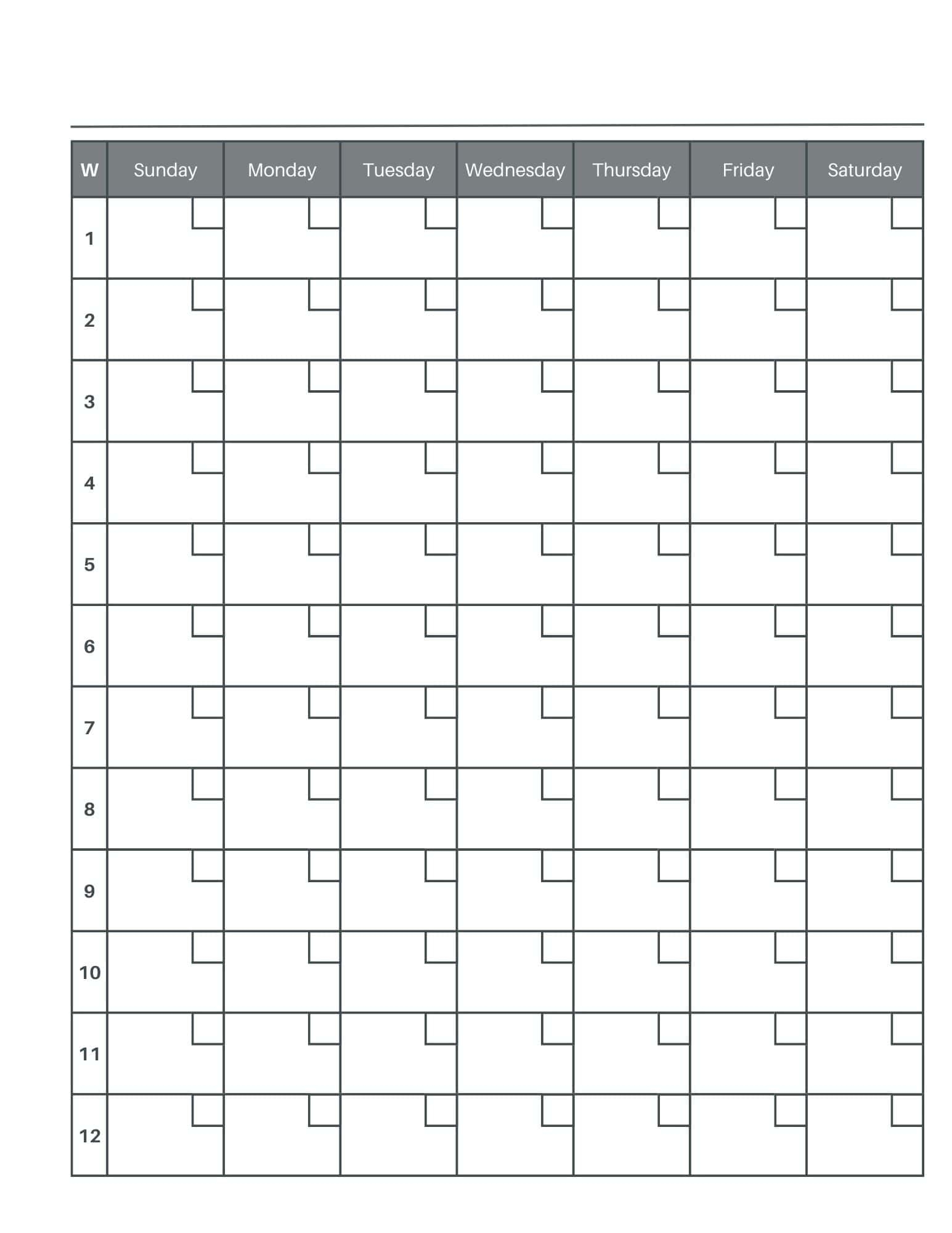 Free 12 Week Calendar Printable PDF