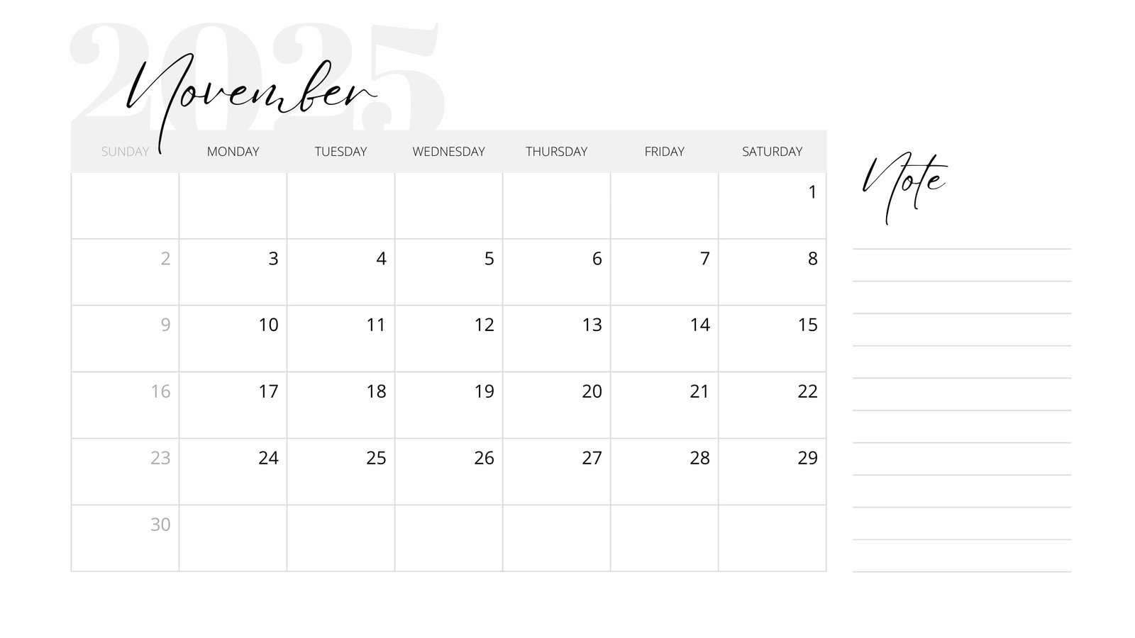 Free And Printable November 2025 Calendar Templates Canva