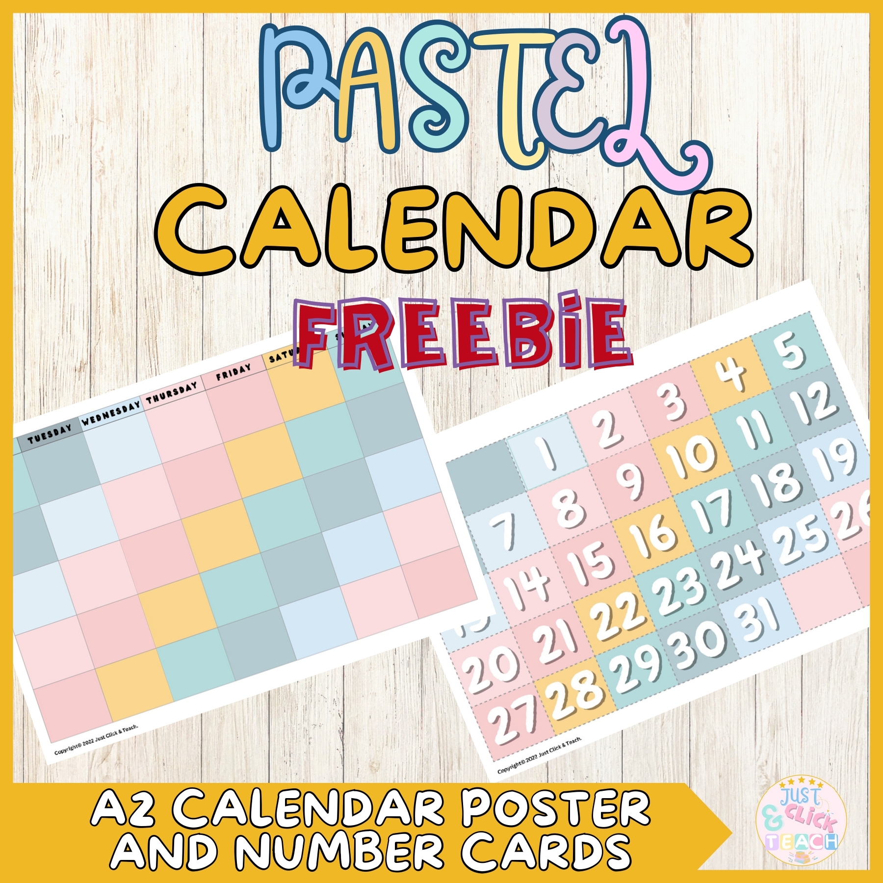 Free Calendar Poster And Numbers Cards Pocket Chart Pastel Colors Made By Teachers Free Calendar Poster And Numbers Cards Pocket Chart Pastel Colors Made By Teachers