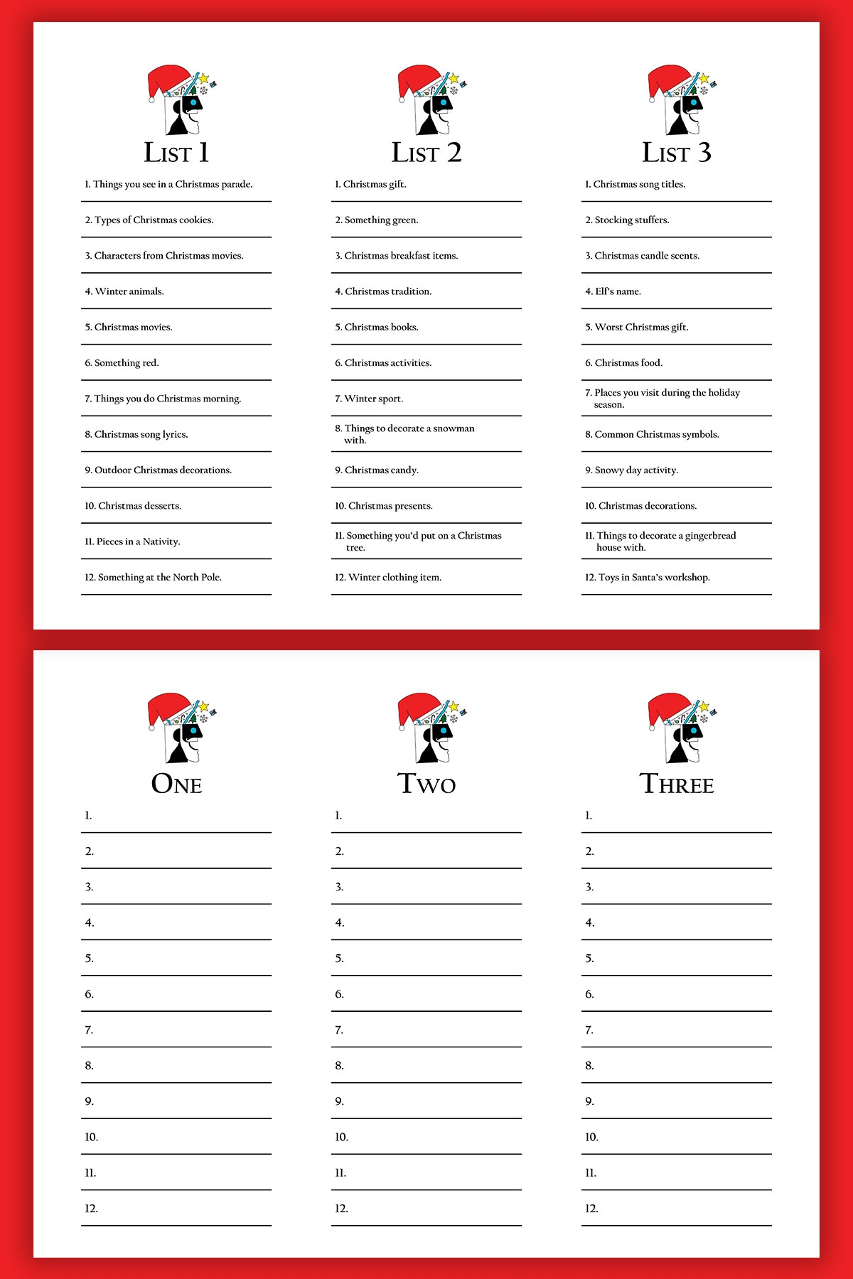 Free Christmas Scattergories Printable Game Set Free Christmas Scattergories Printable Game Set
