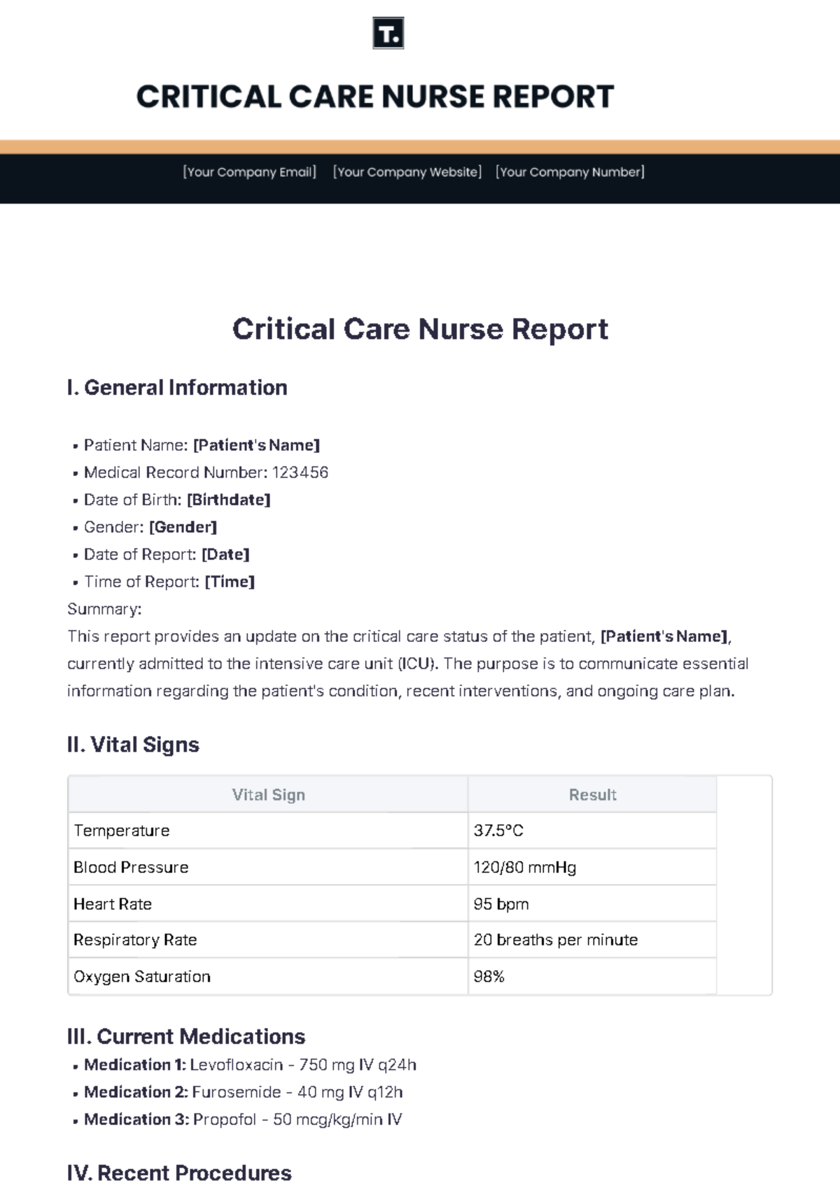 Free Critical Care Nurse Report Template To Edit Online
