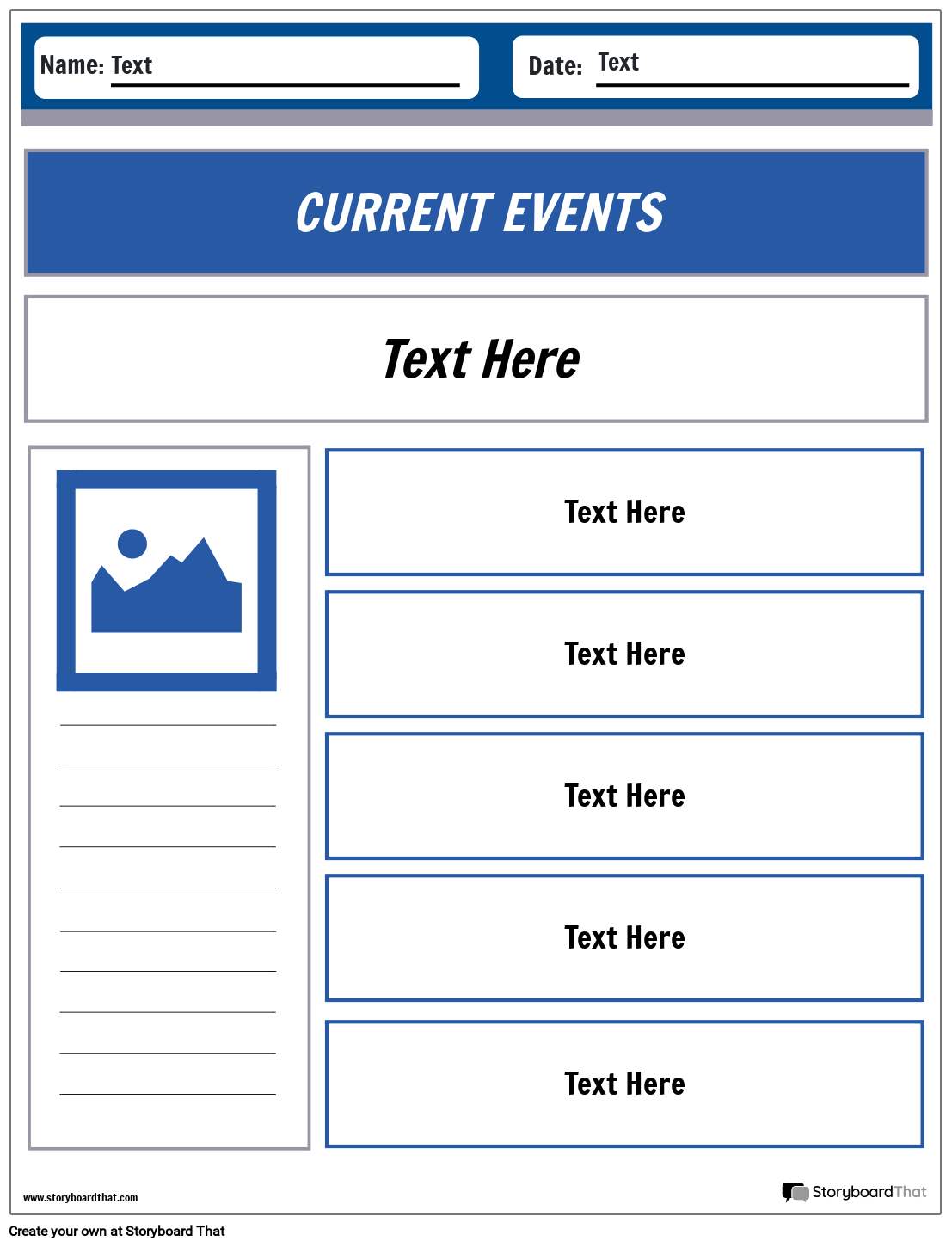 Free Current Events Worksheets StoryboardThat