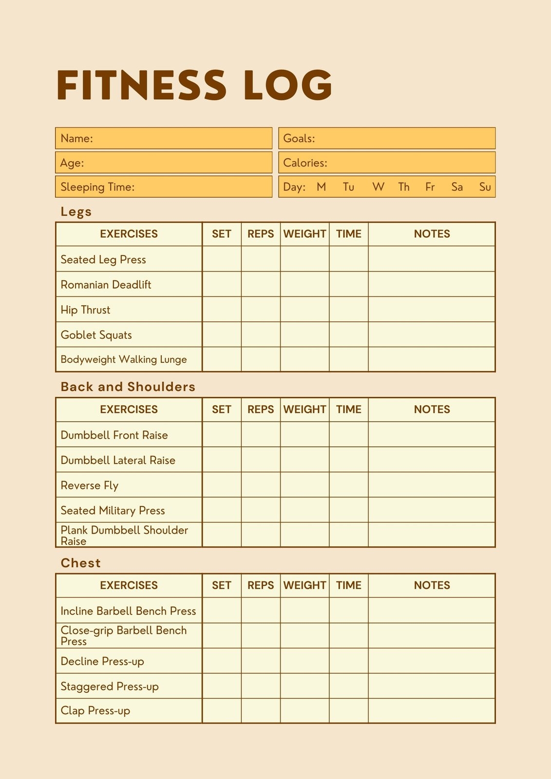 Free Custom Printable Workout Planner Templates Online Canva