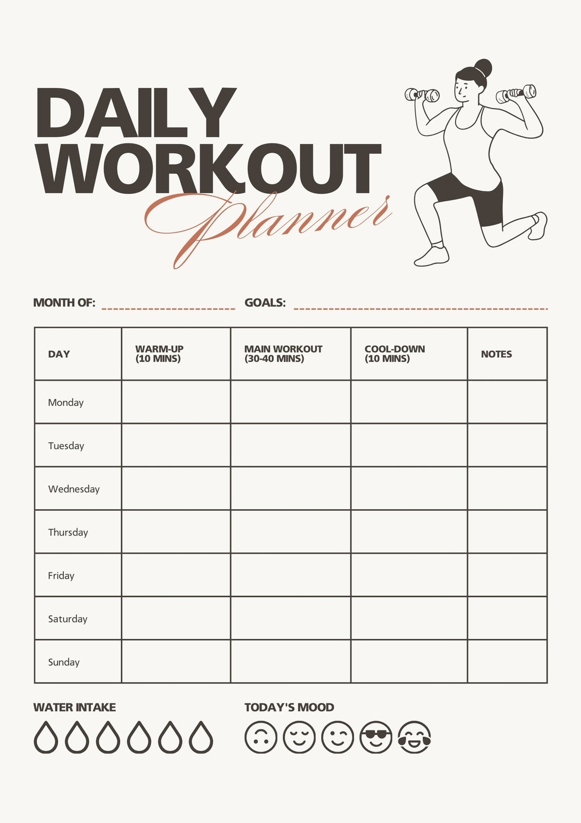 Workout Chart Printable