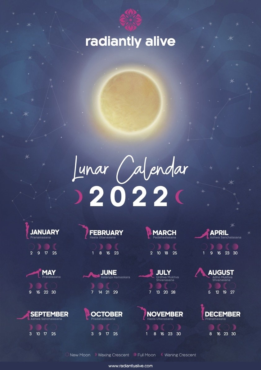 FREE DOWNLOAD Printable 2022 Lunar Calendar Radiantly Alive