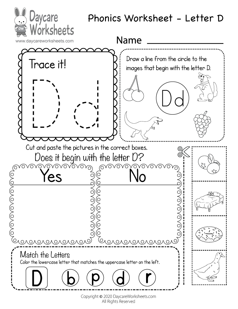 Letter D Free Printable Worksheets