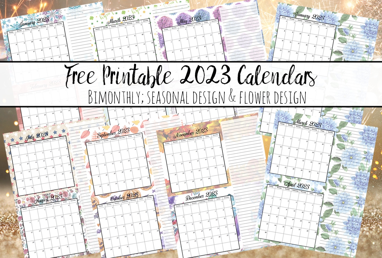 Free Printable 2023 Bimonthly Calendars 2 Designs