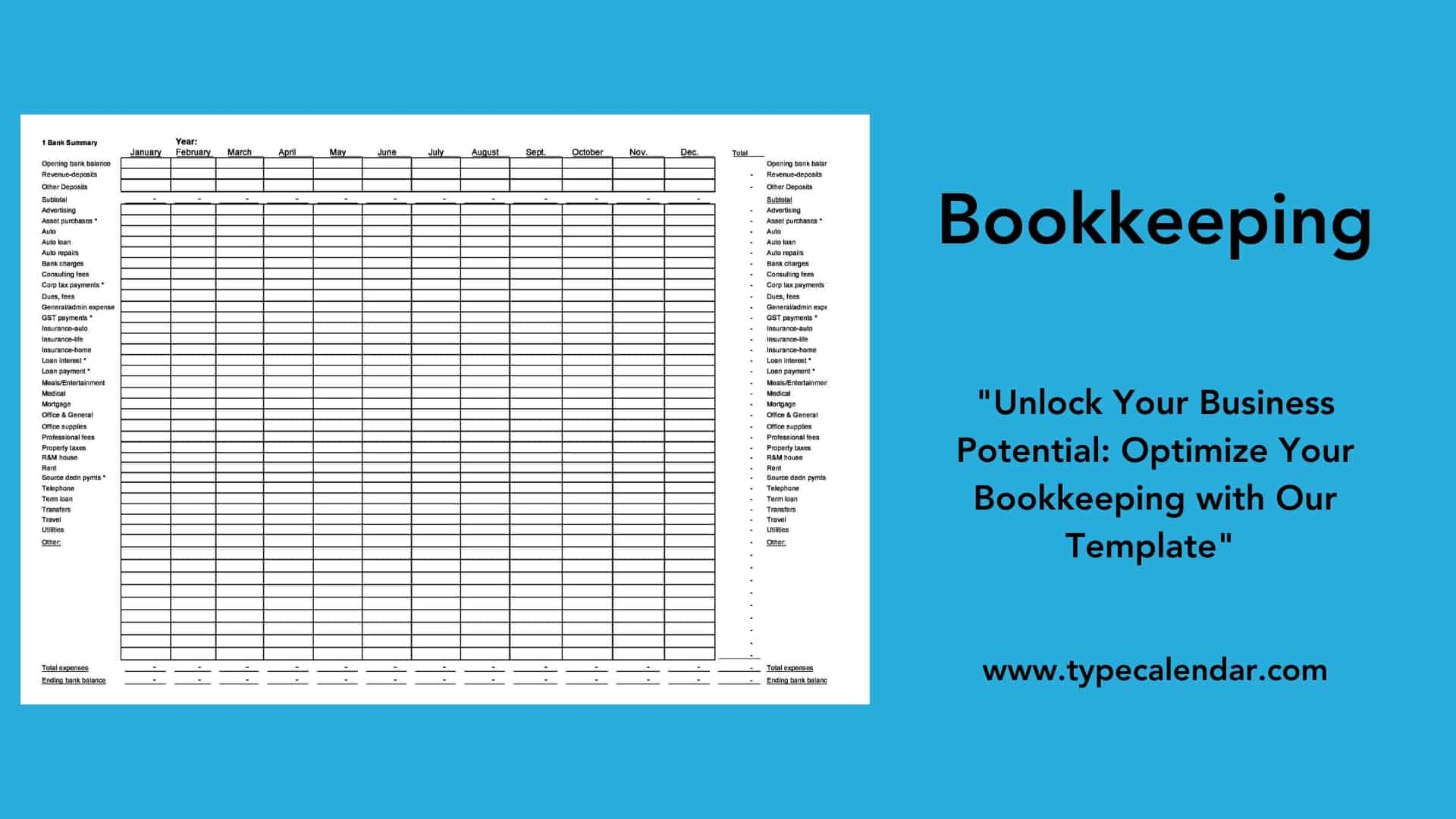 Free Printable Bookkeeping Sheets Pdf