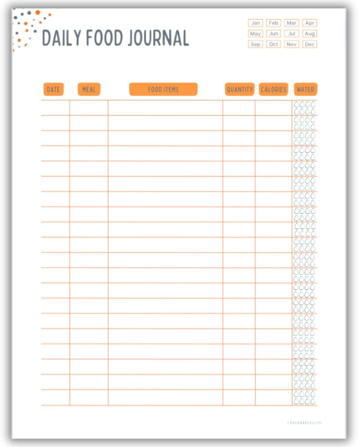 FREE Printable Food Journal Diary PDF Template Tracker Love Our Real Life