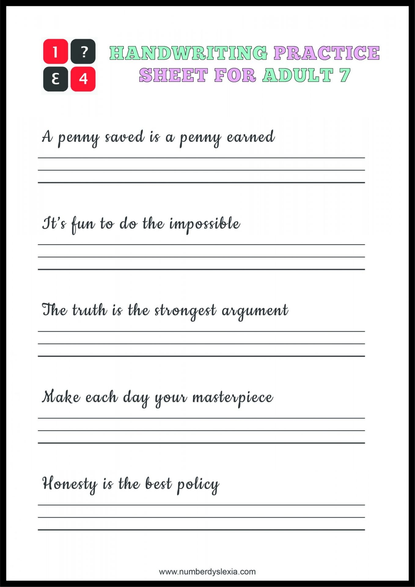 Printable Handwriting Worksheets Pdf