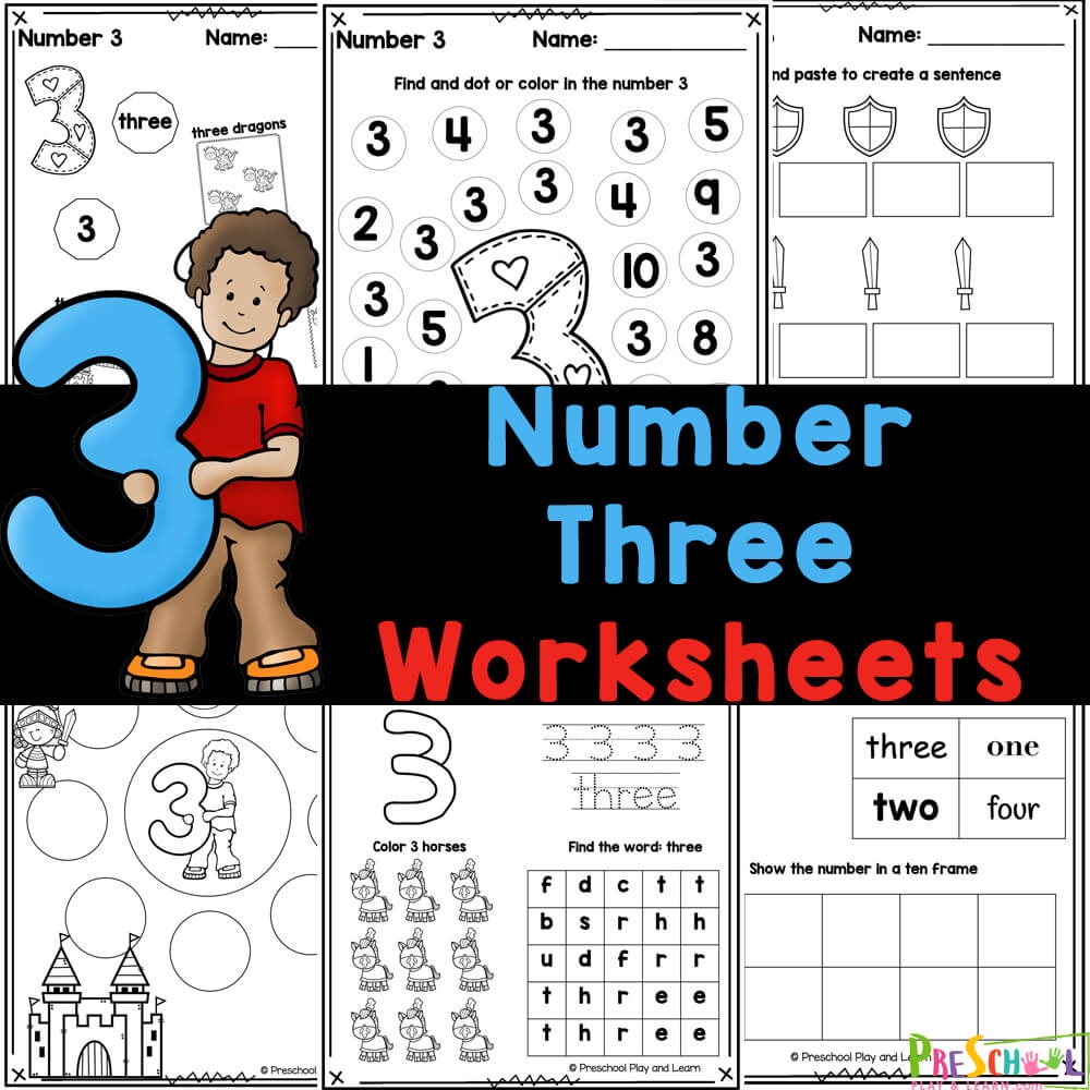 Printable Number 3 Worksheets
