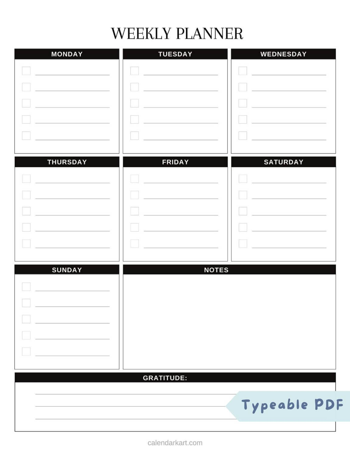 Free Printable Weekly Planner Templates CalendarKart