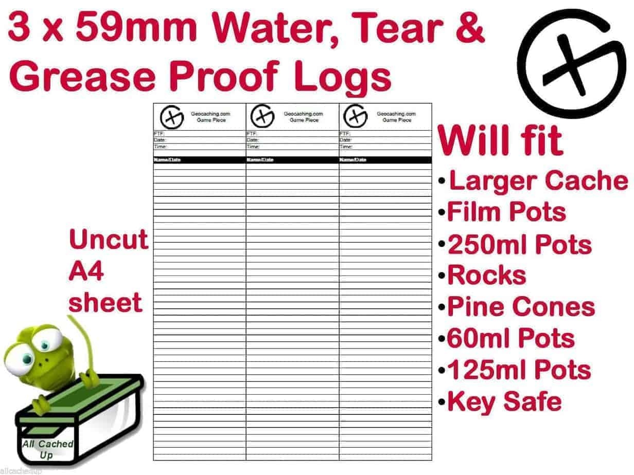 Geocache Micro Log Sheets Printable