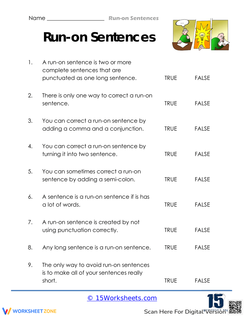 Grade 5 Run On Sentences Worksheets 2025