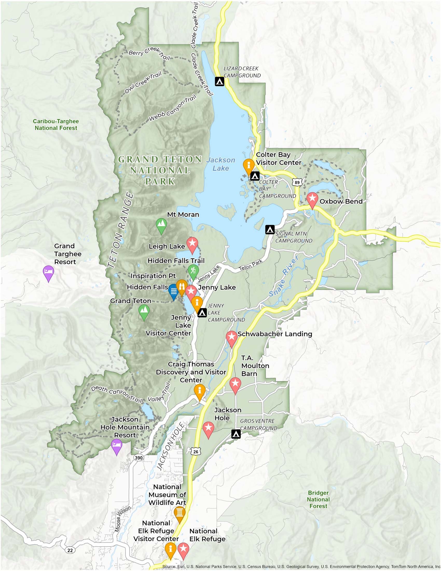 Grand Teton National Park Map GIS Geography