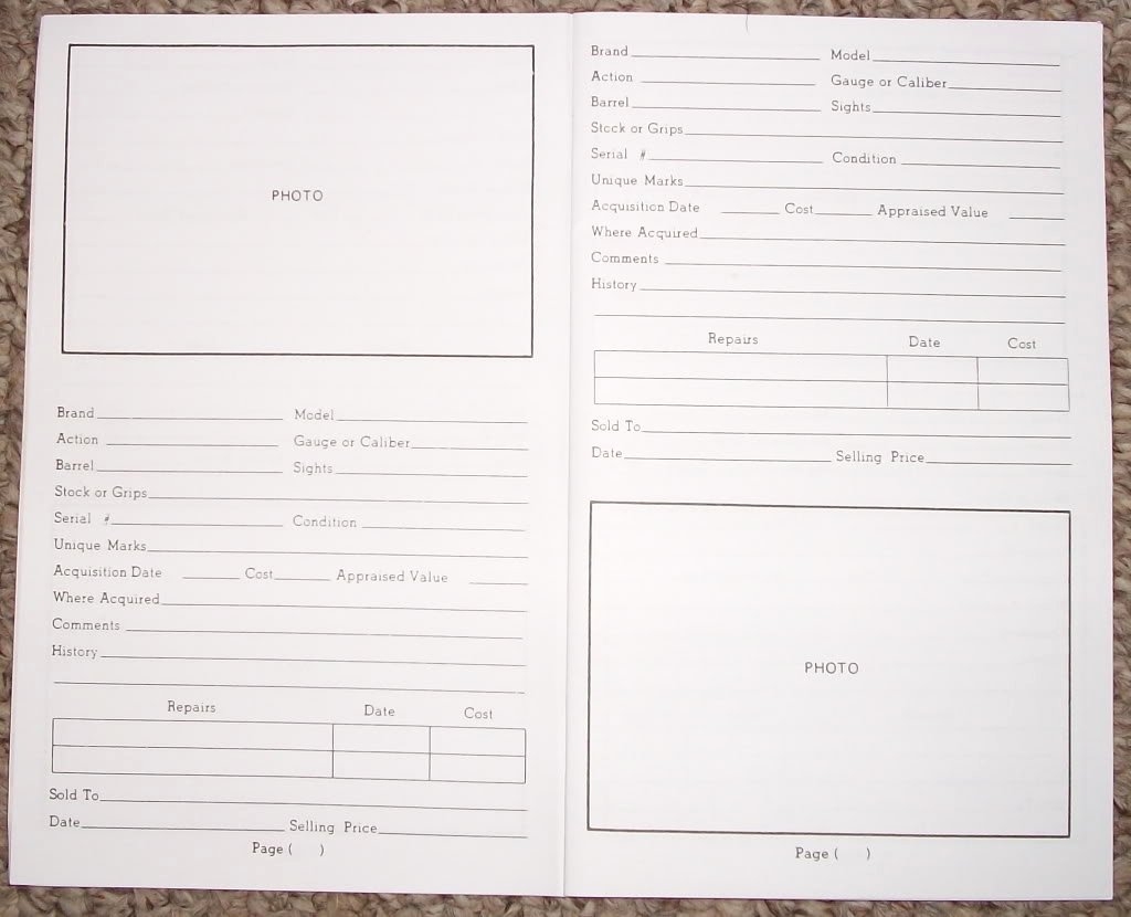 Printable Firearm Inventory Sheet