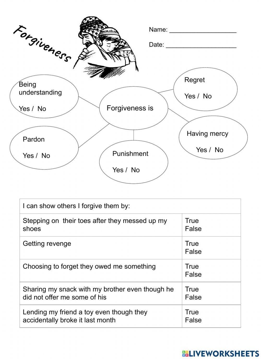 Healing Through Forgiveness Worksheet Editable Fillable Printable Worksheets Library