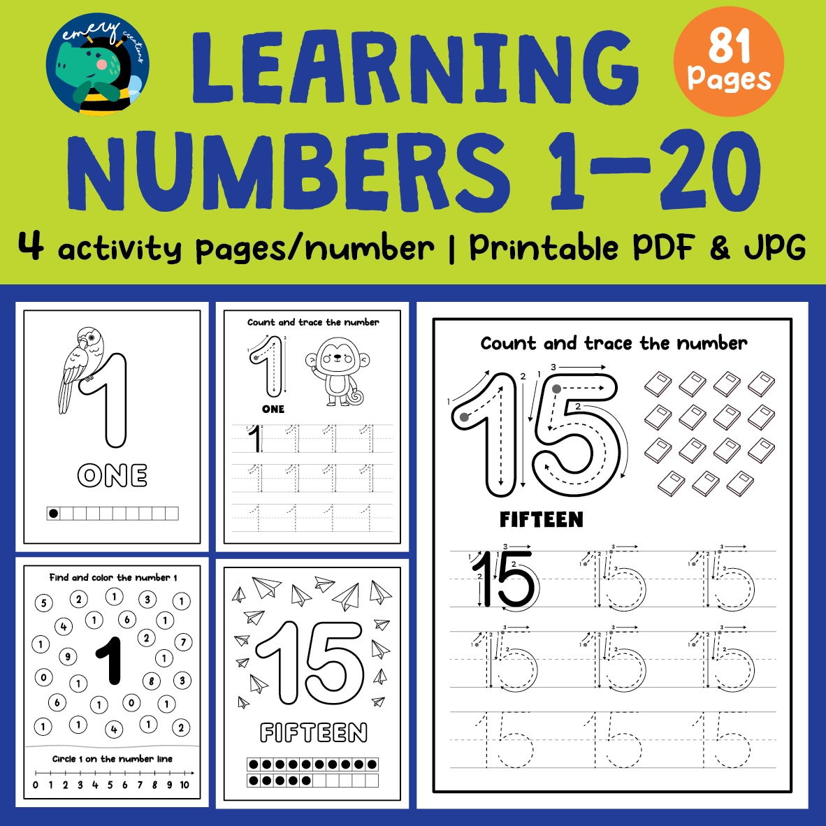 Learning Numbers From 1 20 Trace Write Find Color Printable Made By Teachers