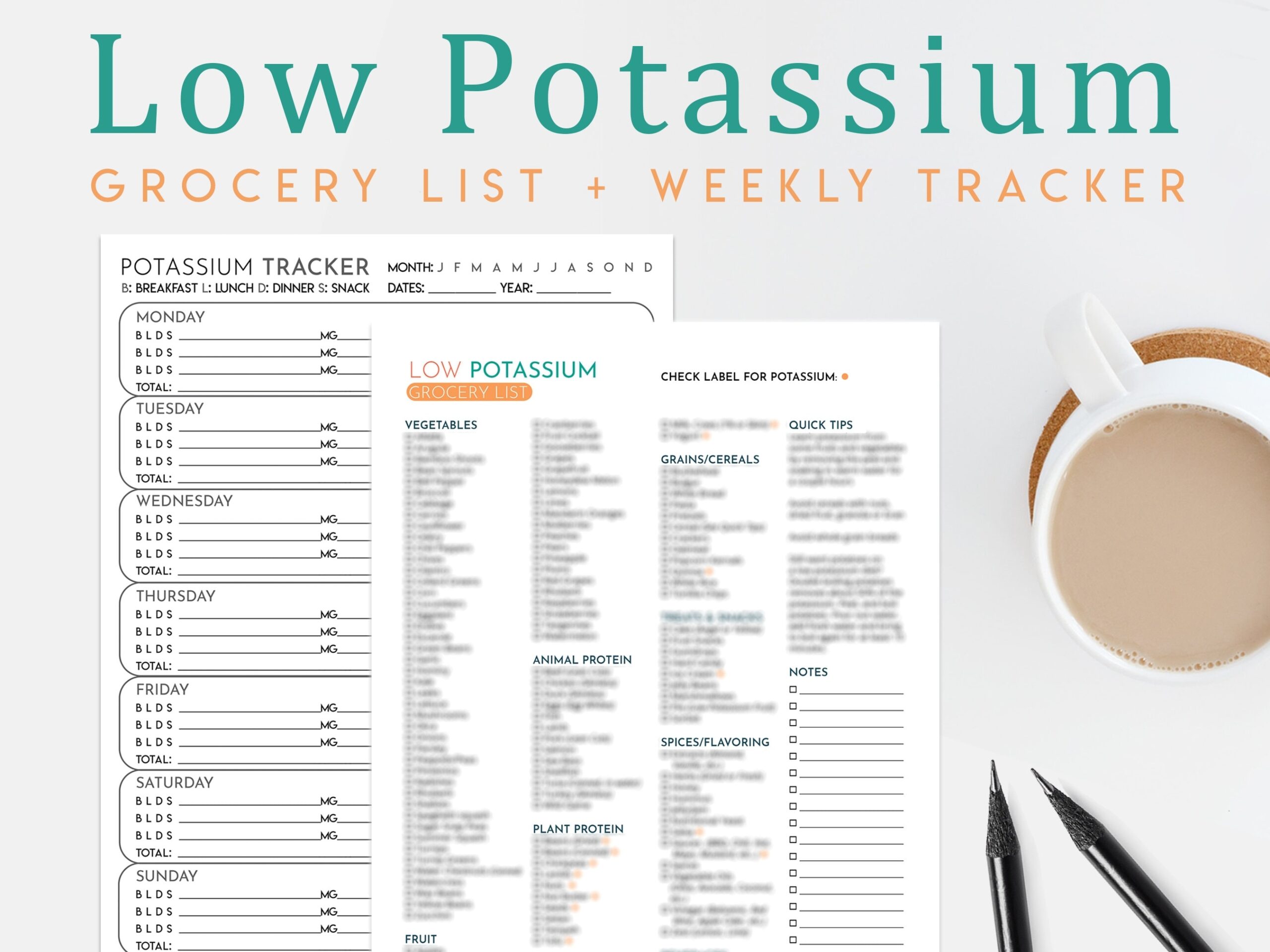 Printable Low Potassium Foods Chart